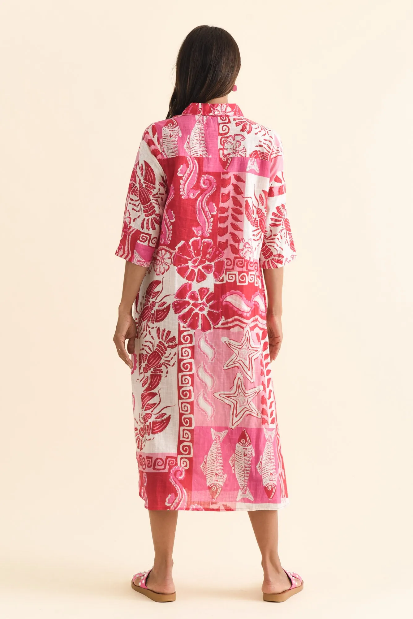 Tricia Red Ocean Cotton Shirt Dress sold by Blue Bungalow product image thumbnail 4