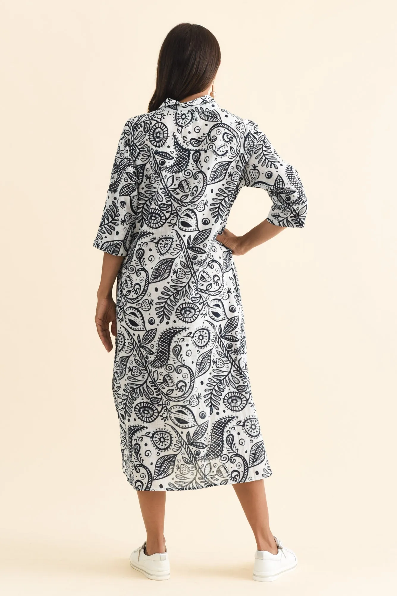 Tricia Navy Fern Cotton Shirt Dress sold by Blue Bungalow product image thumbnail 4