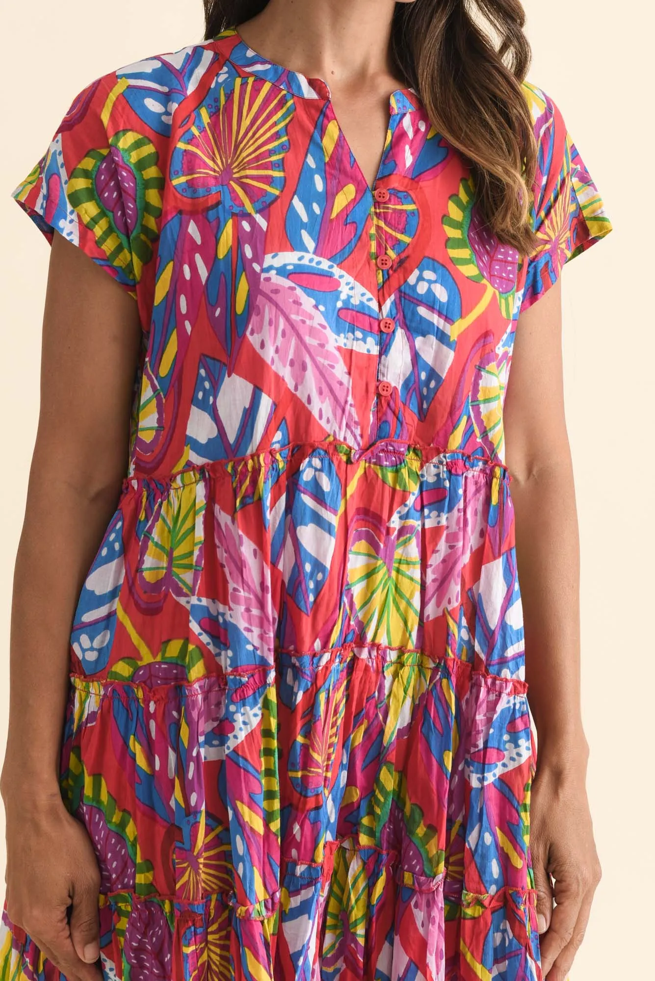 Kaylee Orange Tropical Crinkle Cotton Dress sold by Blue Bungalow product image thumbnail 5