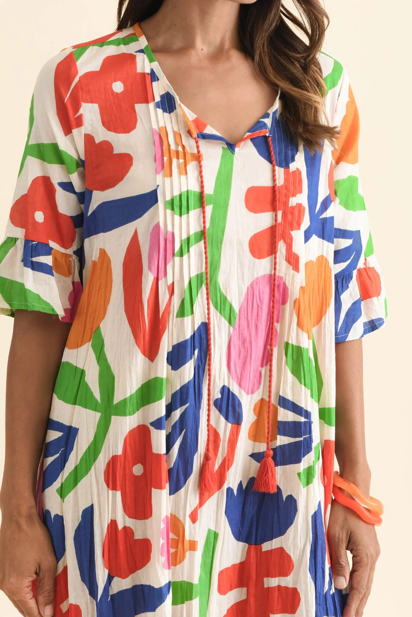 Cayman Orange Flower Cotton Tunic Dress sold by Blue Bungalow product image thumbnail 5