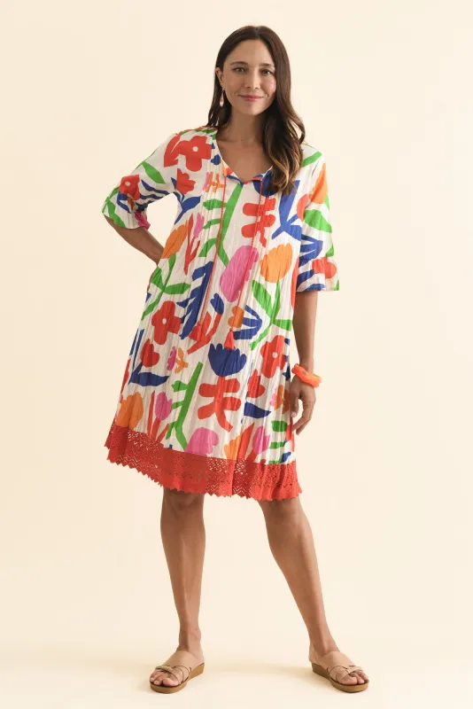 Cayman Orange Flower Cotton Tunic Dress sold by Blue Bungalow