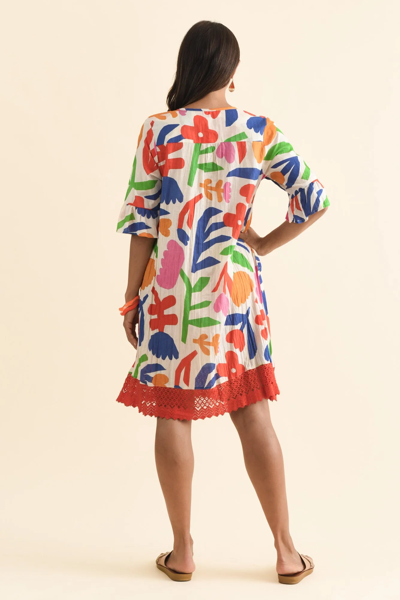 Cayman Orange Flower Cotton Tunic Dress sold by Blue Bungalow product image thumbnail 4