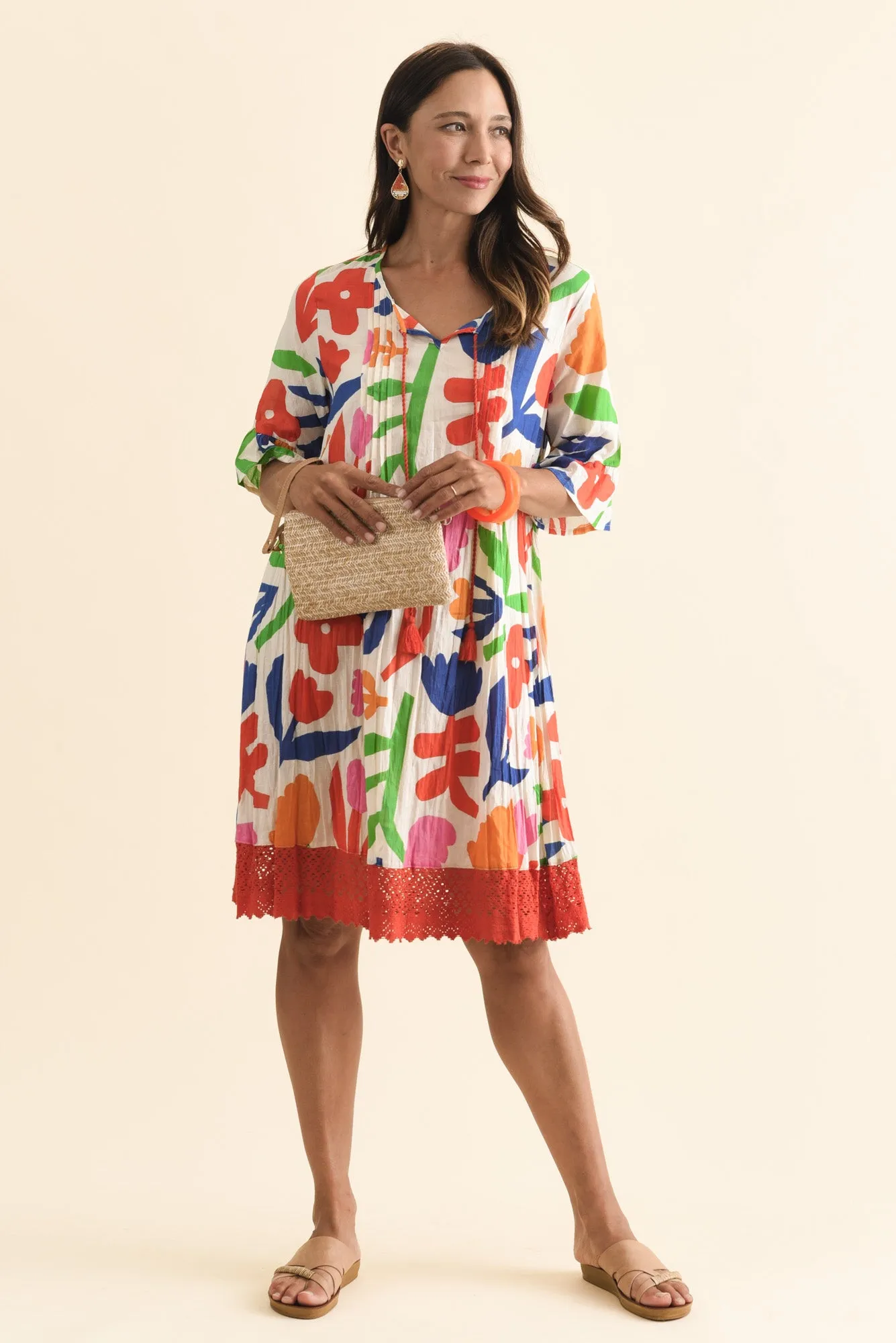 Cayman Orange Flower Cotton Tunic Dress sold by Blue Bungalow product image thumbnail 2