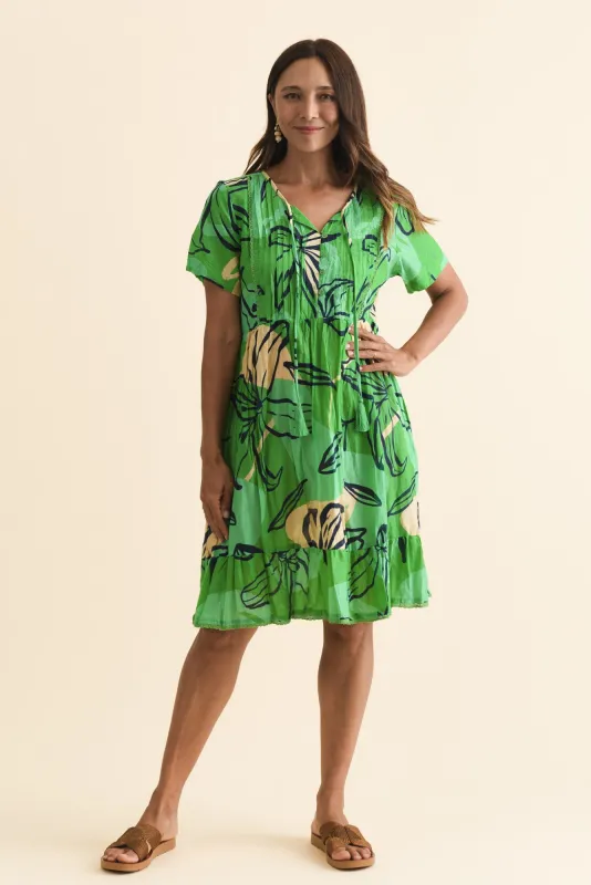 Marisol Green Lily Crinkle Cotton Dress sold by Blue Bungalow