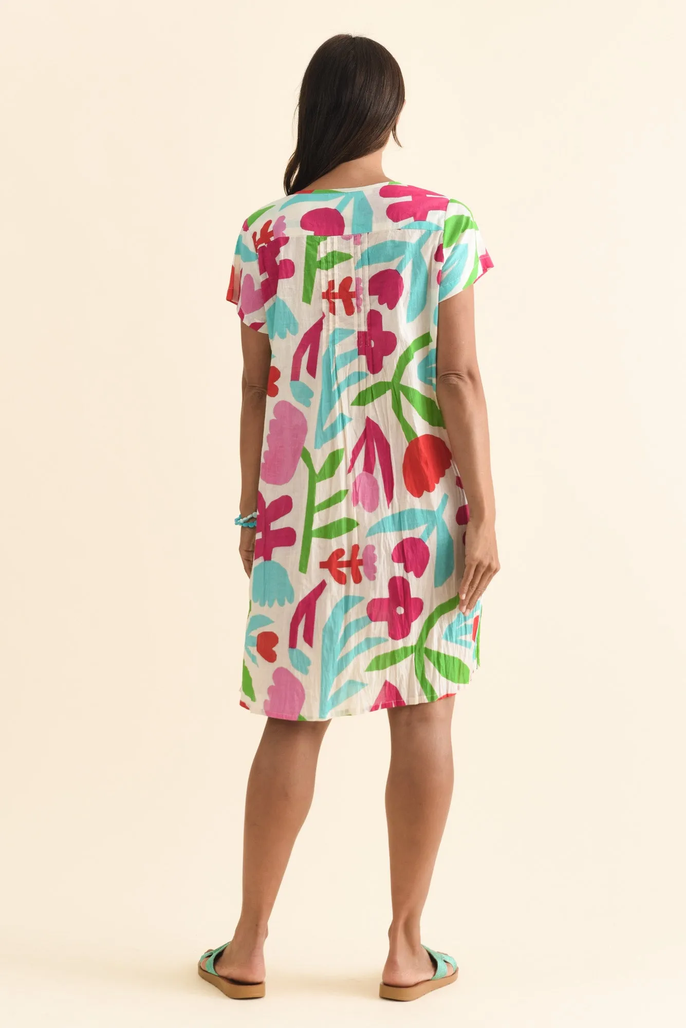 Sabina White Flower Crinkle Cotton Dress sold by Blue Bungalow product image thumbnail 4