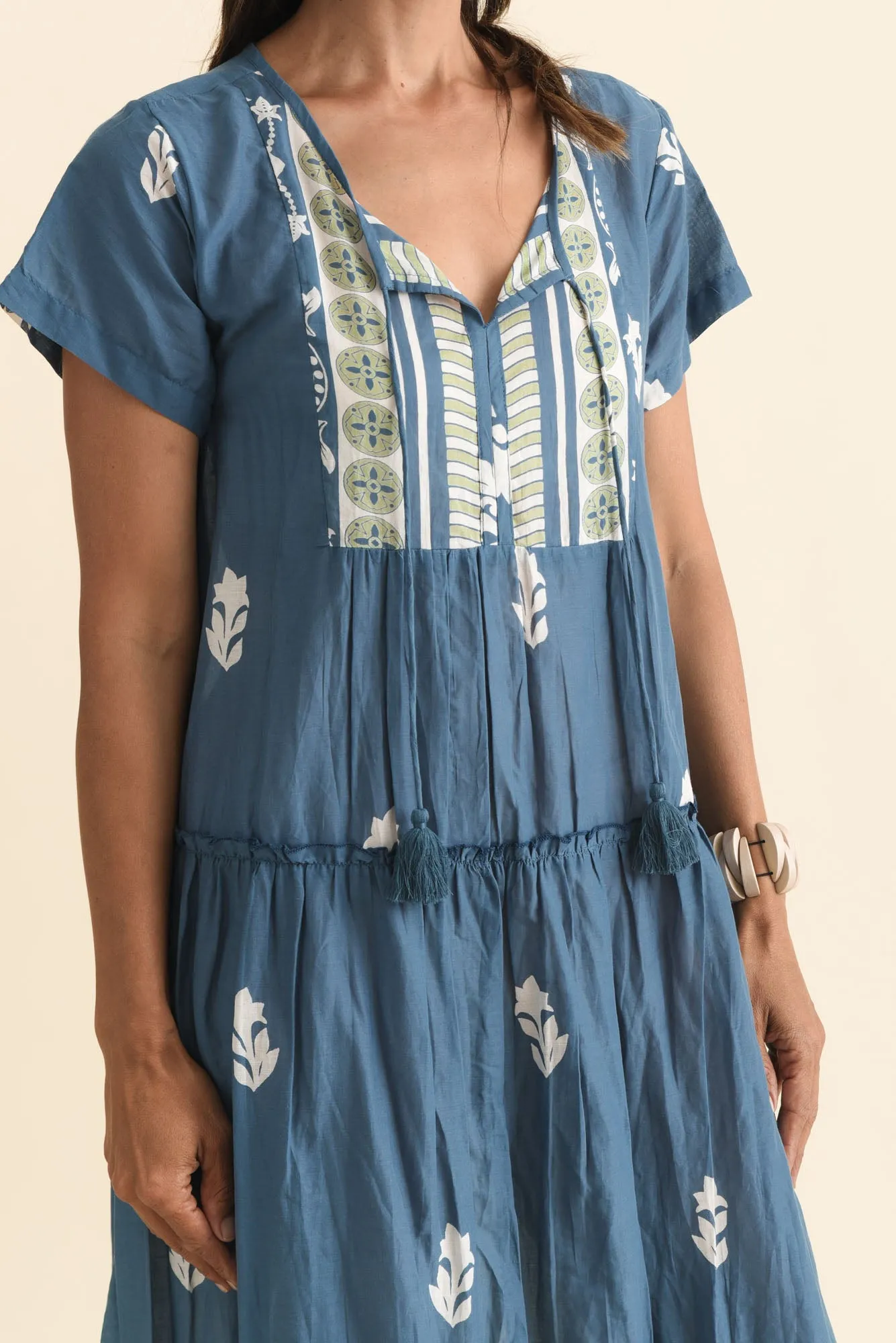 Nona Steel Abstract Crinkle Cotton Maxi Dress sold by Blue Bungalow product image thumbnail 5