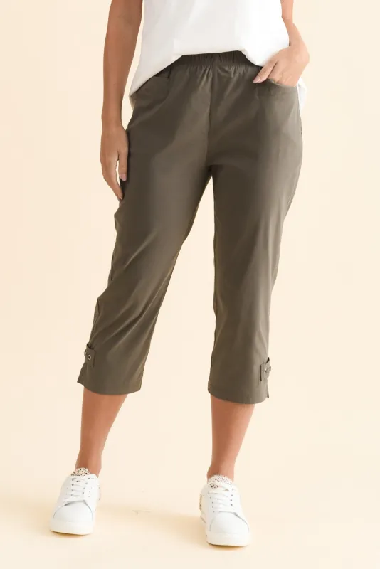 Air-Lite Olive Stretch Capri Pants sold by Blue Bungalow