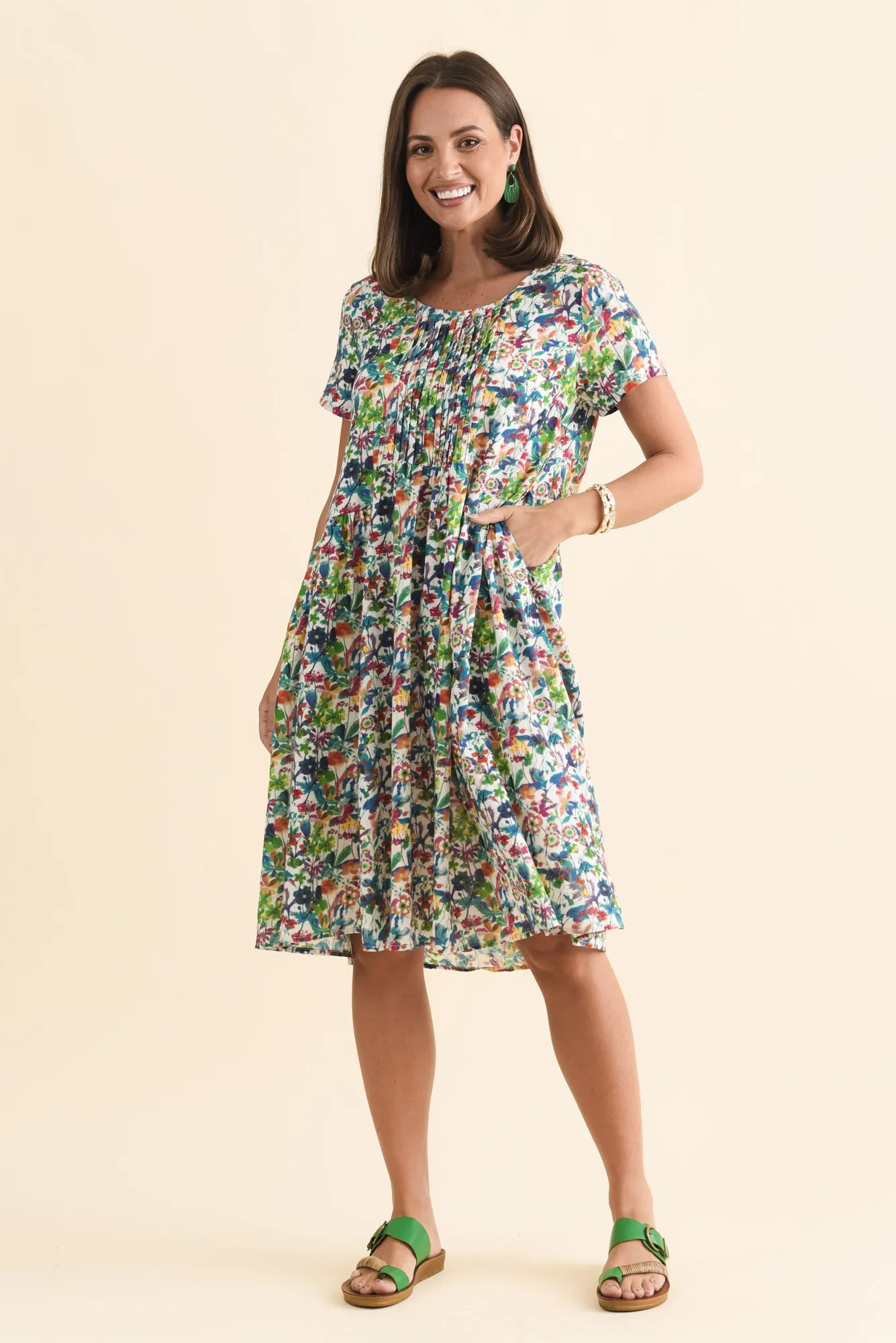 Murano Green Floral Cotton Dress sold by Blue Bungalow product image thumbnail 2