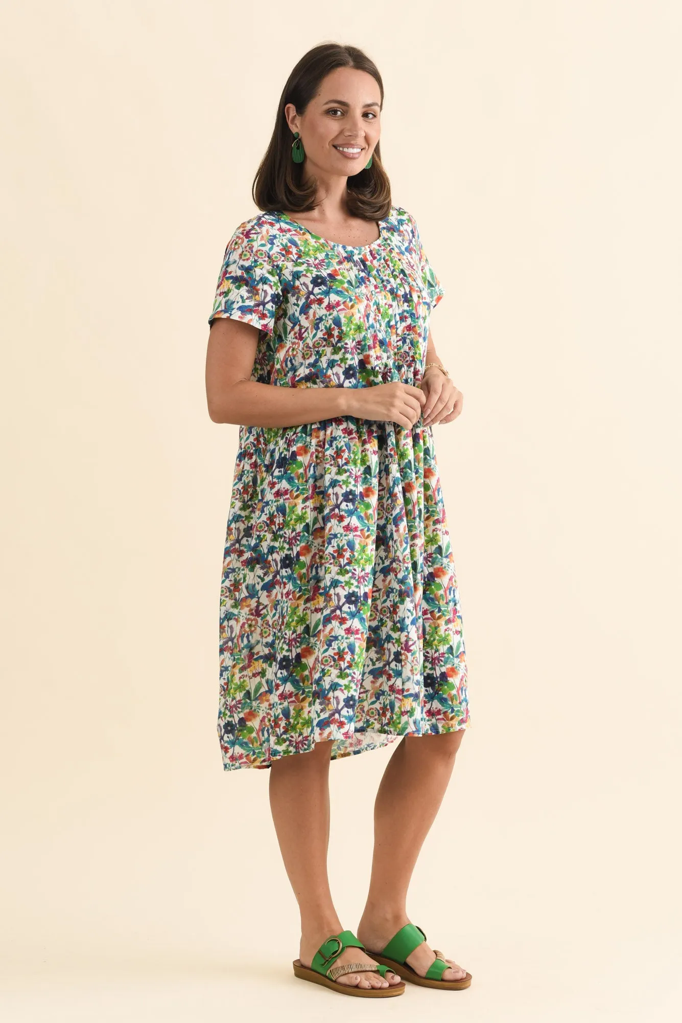 Murano Green Floral Cotton Dress sold by Blue Bungalow product image thumbnail 3