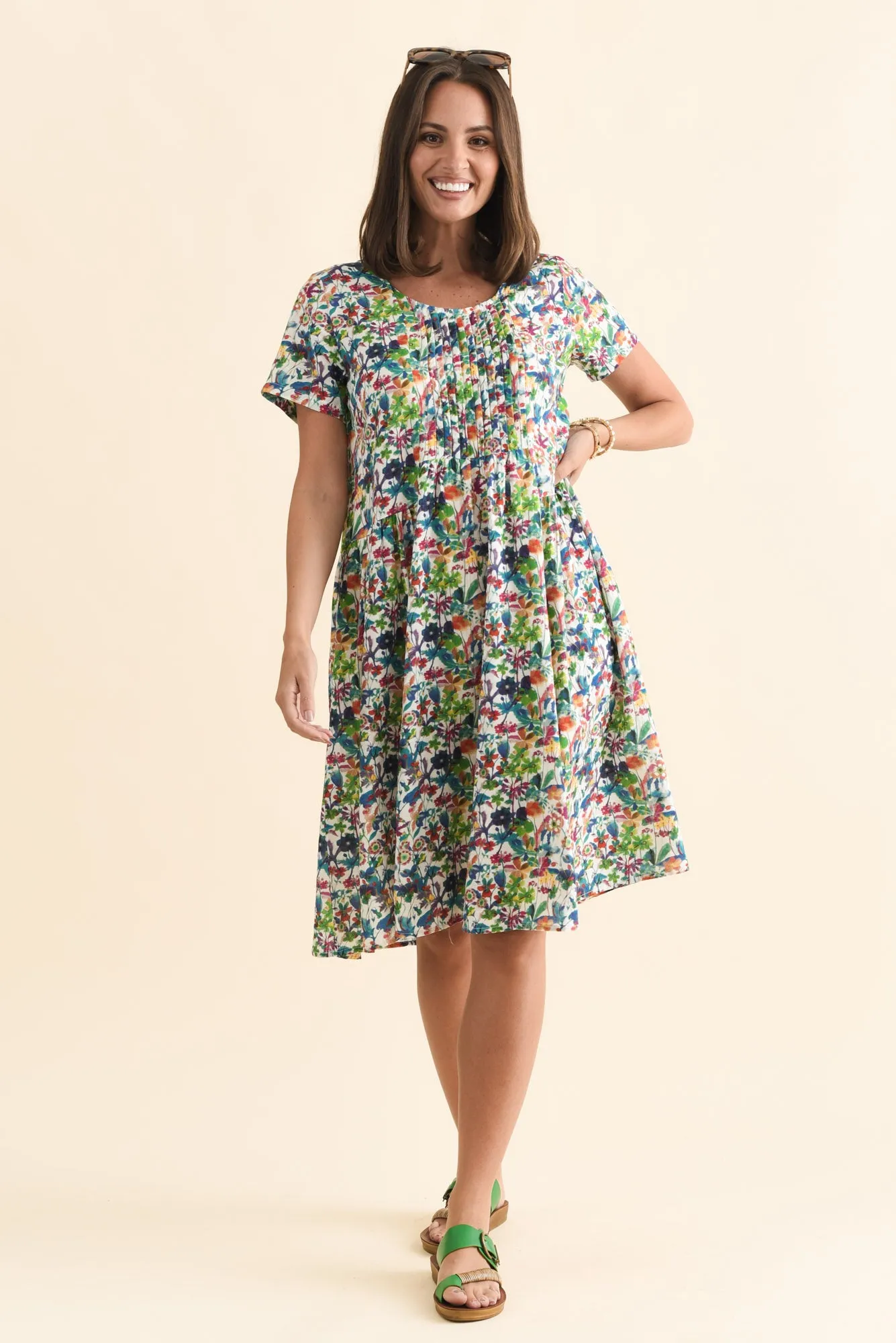 Murano Green Floral Cotton Dress sold by Blue Bungalow