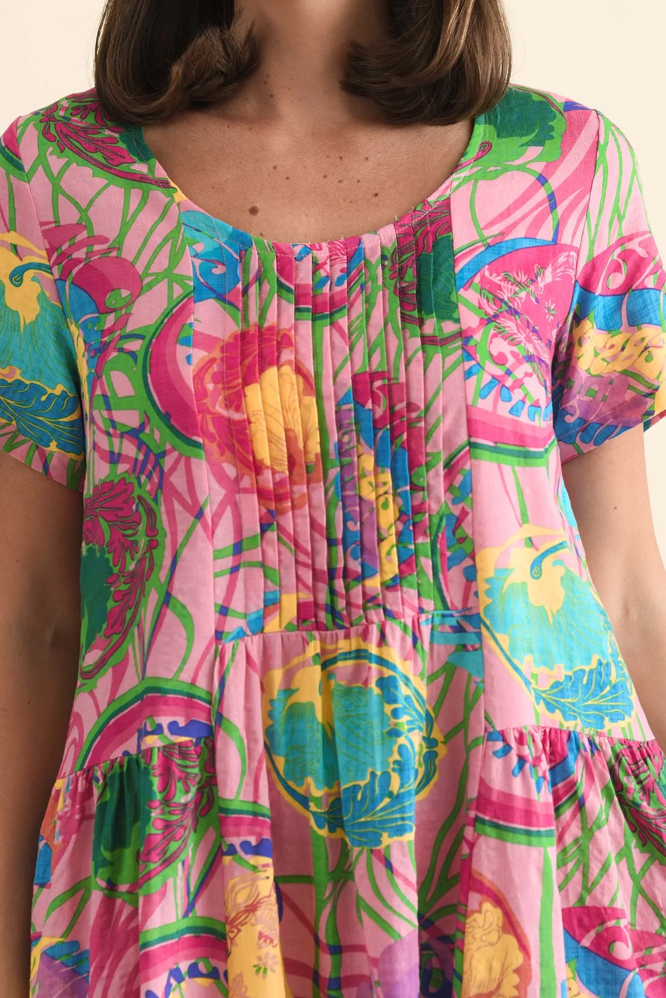 Murano Pink Tropical Cotton Dress sold by Blue Bungalow product image thumbnail 5