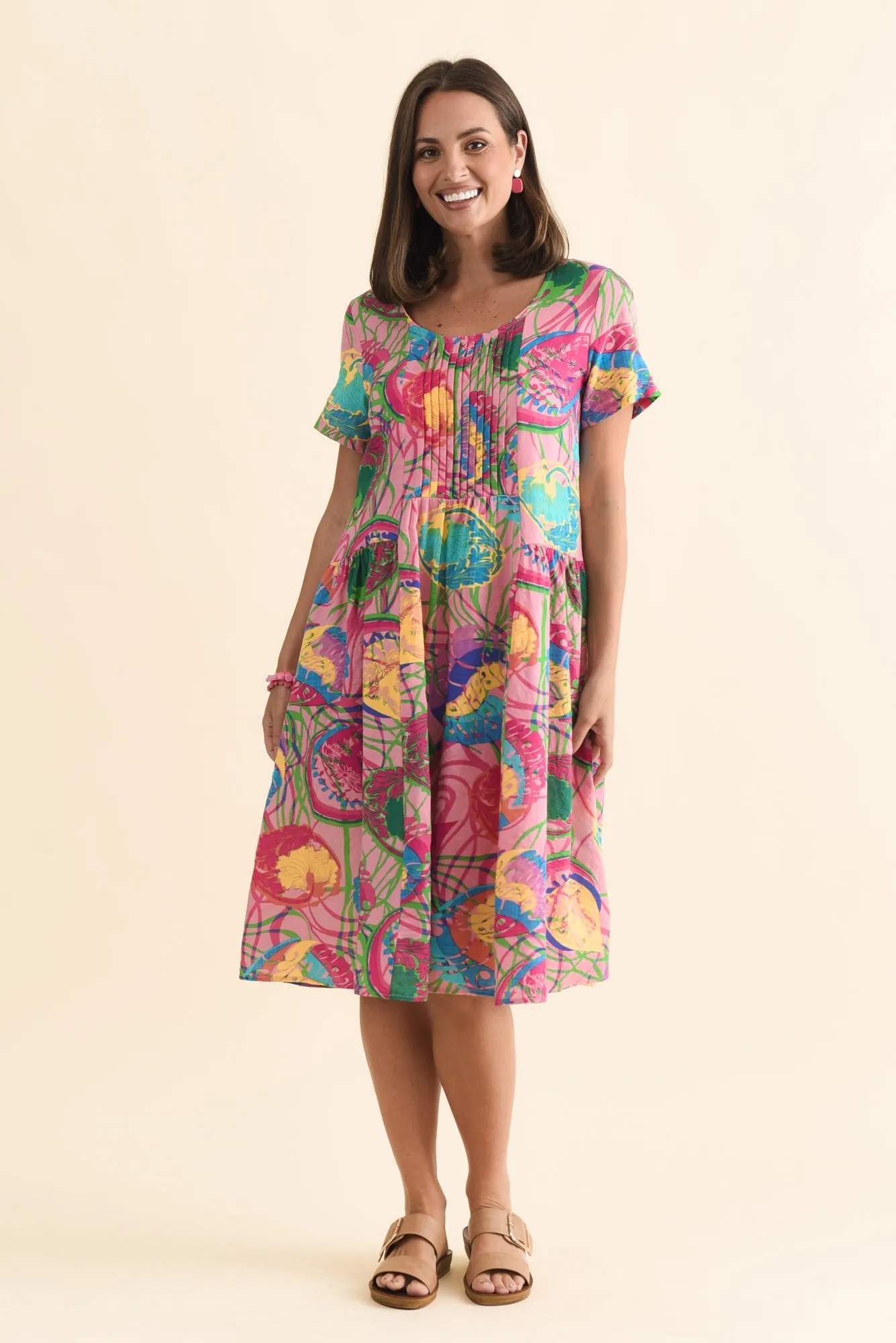 Murano Pink Tropical Cotton Dress sold by Blue Bungalow product image thumbnail 2