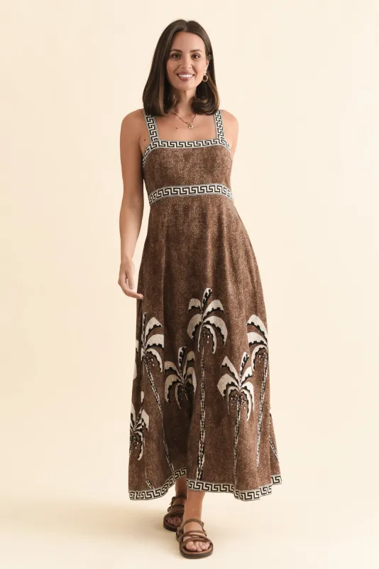 Giovanna Brown Tropical Maxi Dress sold by Blue Bungalow