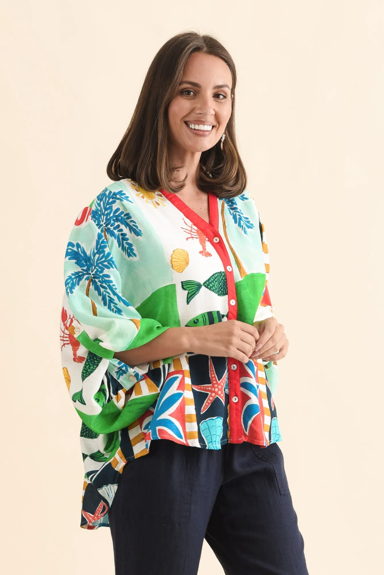 Marella Green Coastal Button Top sold by Blue Bungalow product image thumbnail 3