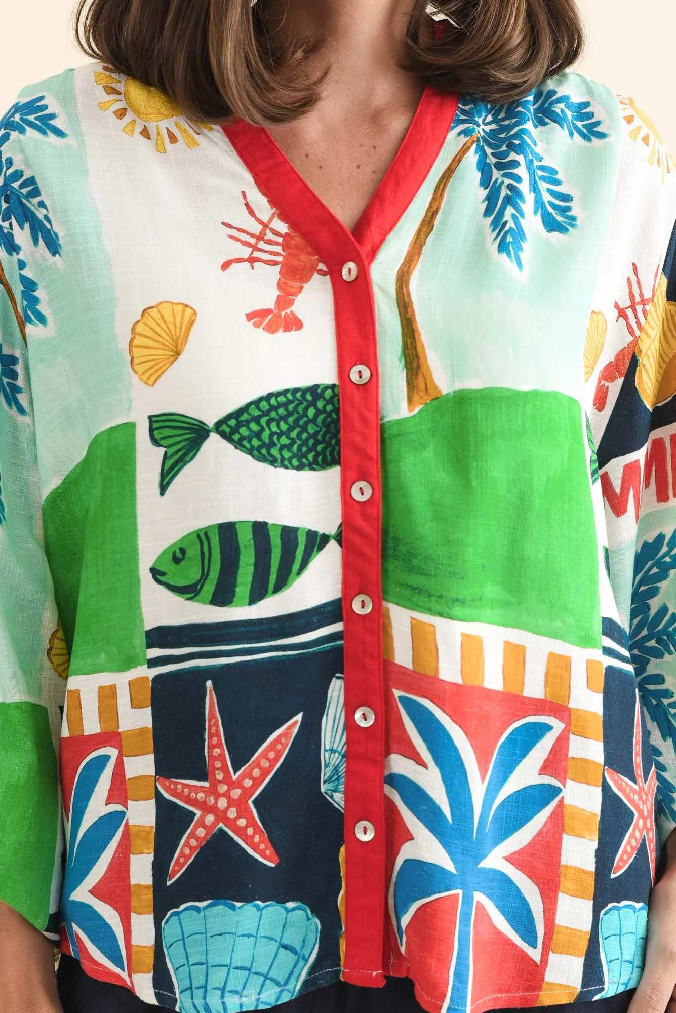 Marella Green Coastal Button Top sold by Blue Bungalow product image thumbnail 5