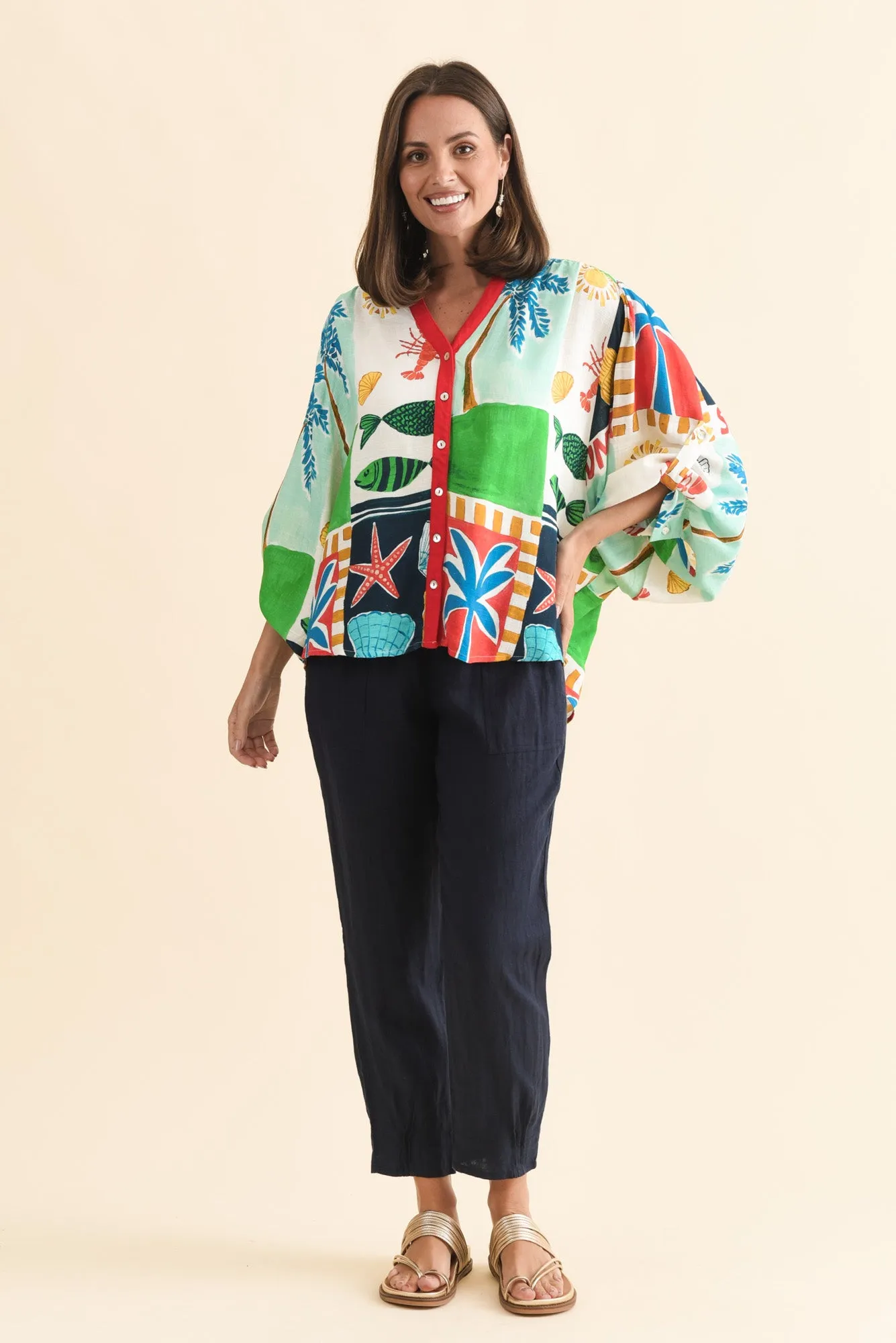Marella Green Coastal Button Top sold by Blue Bungalow product image thumbnail 2