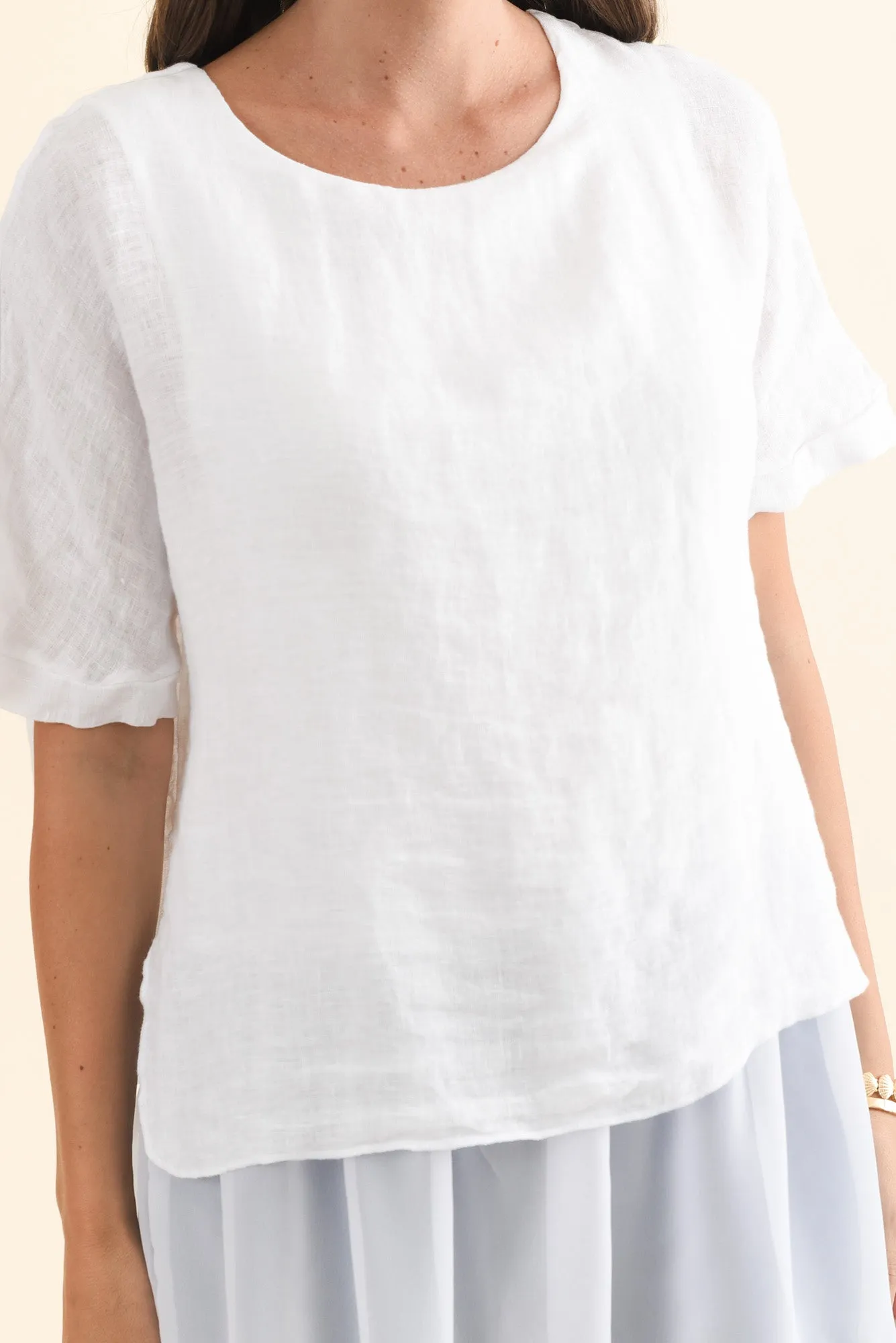 Kayla White Linen Layered Top sold by Blue Bungalow product image thumbnail 5