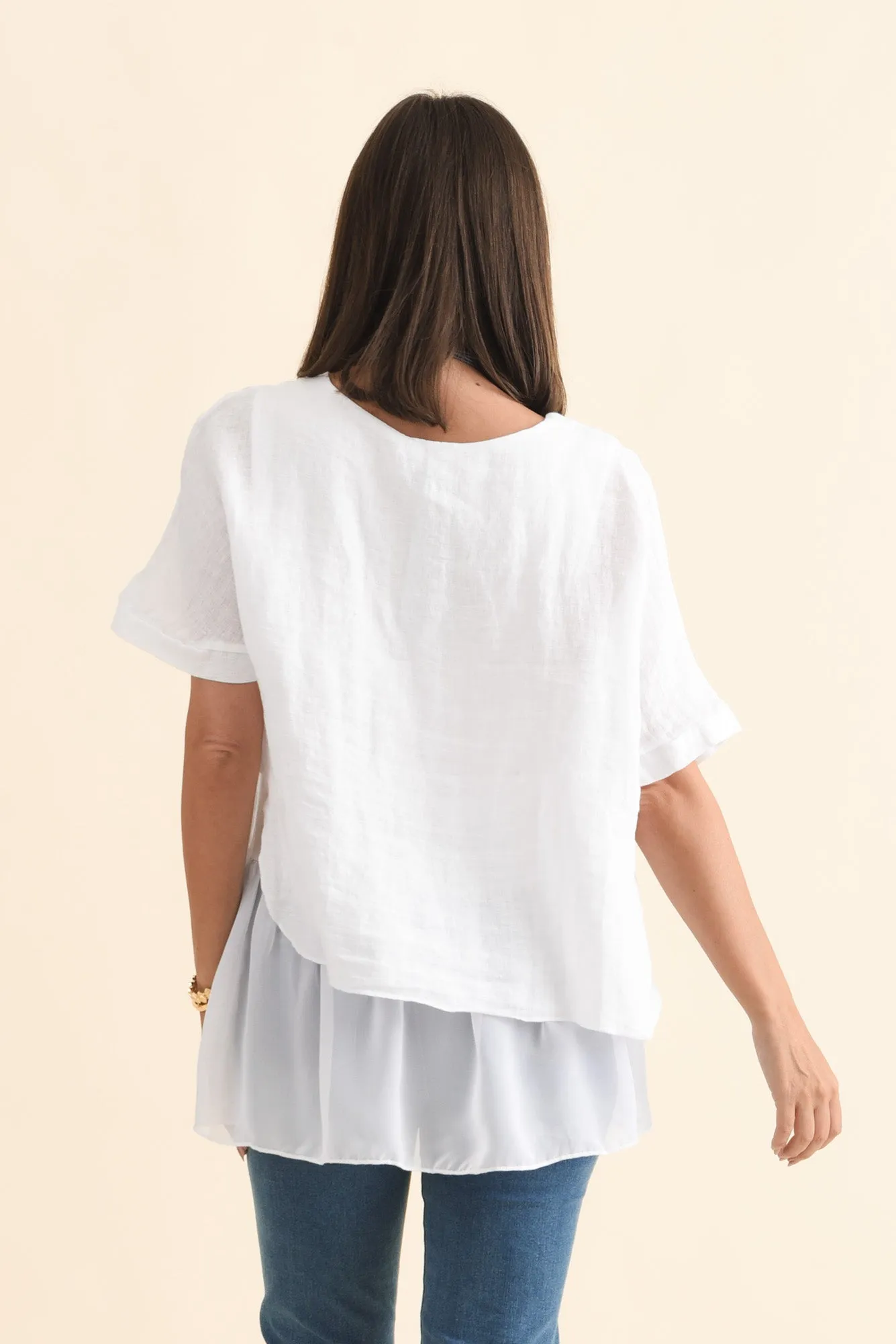 Kayla White Linen Layered Top sold by Blue Bungalow product image thumbnail 4