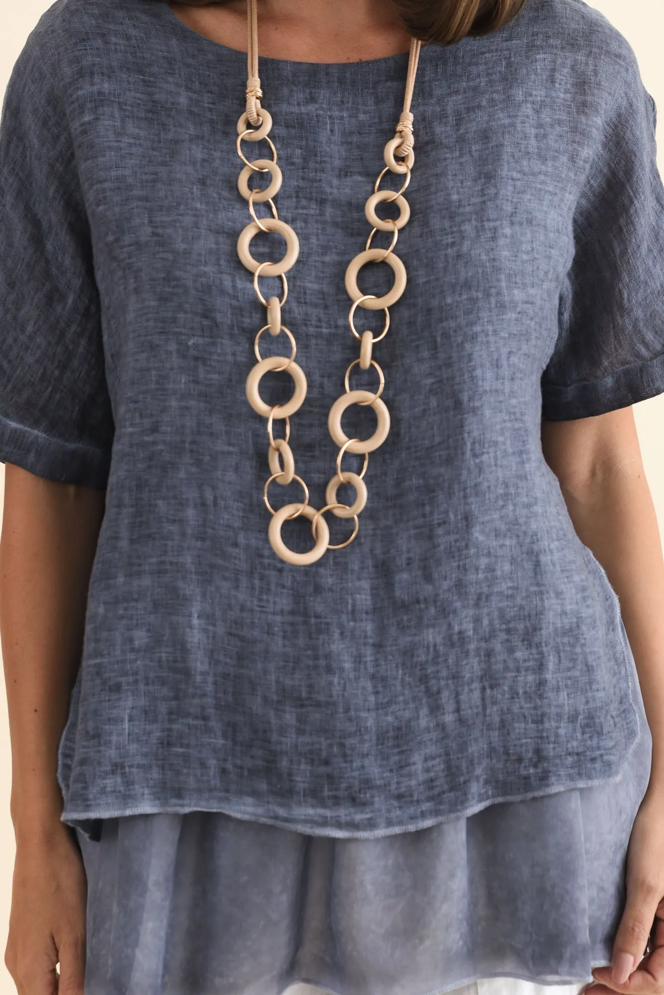 Kayla Dark Blue Linen Layered Top sold by Blue Bungalow product image thumbnail 5