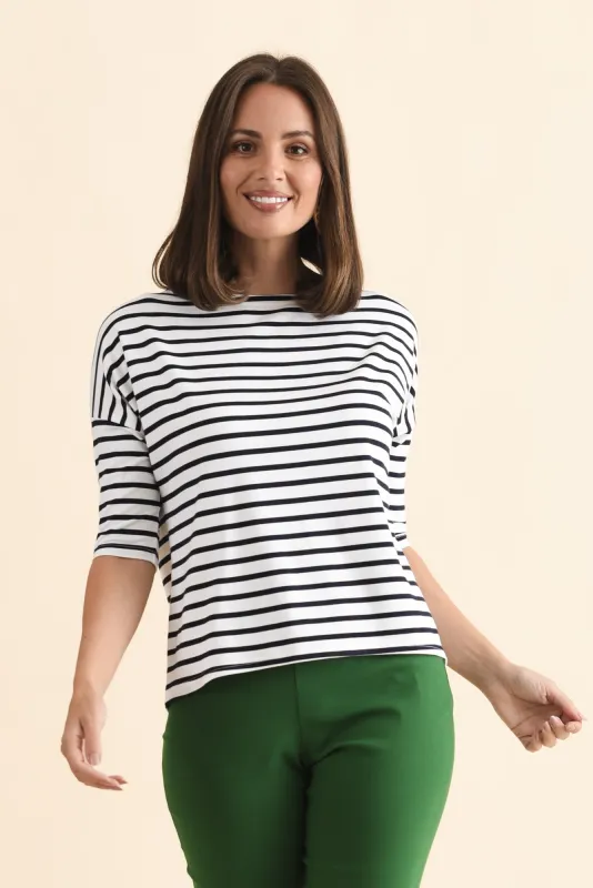 Camila Navy Stripe Bamboo Top sold by Blue Bungalow