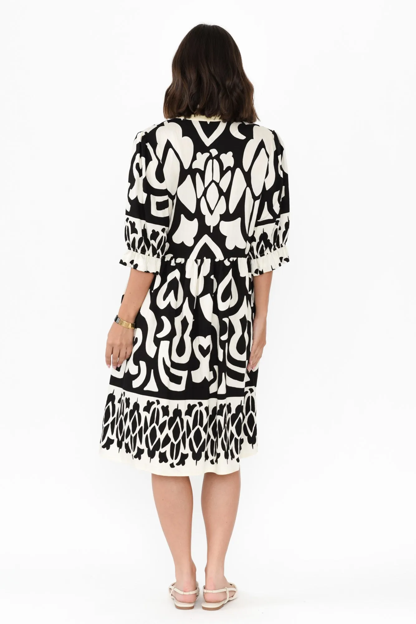 Wynton Black Abstract Shirt Dress sold by Blue Bungalow product image thumbnail 4