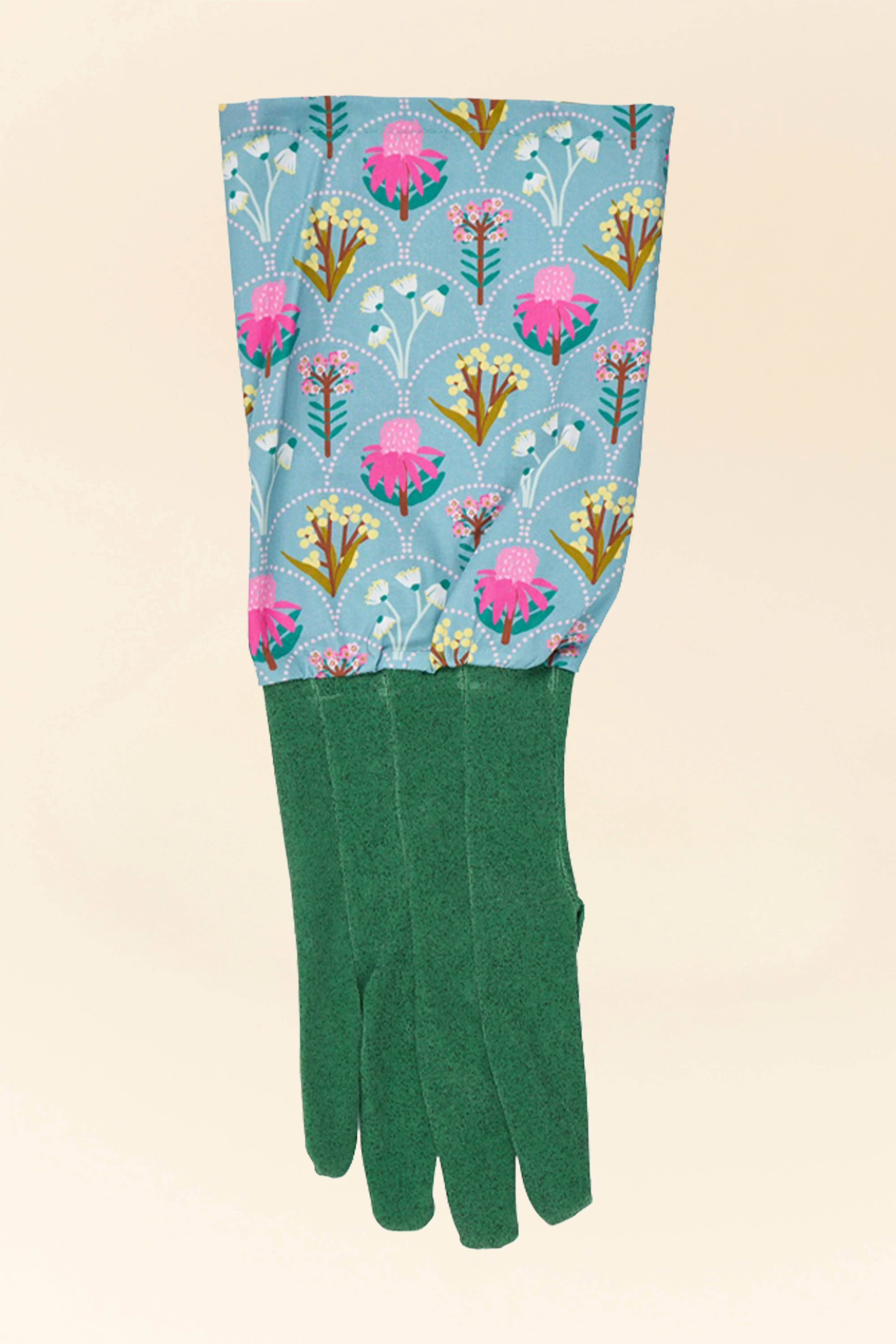 Green Wildflower Cotton Long Sleeve Garden Gloves sold by Blue Bungalow product image thumbnail 2