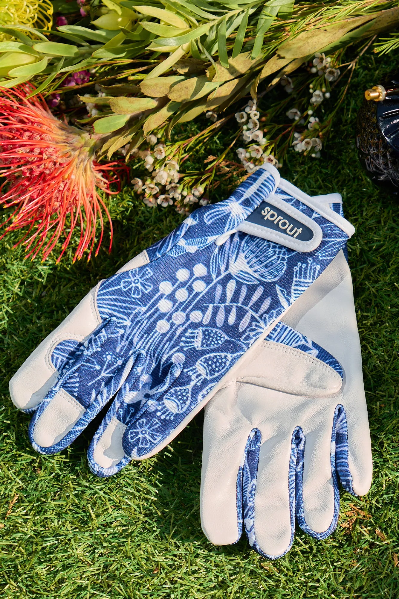 Vera Navy Natives Goatskin Garden Gloves sold by Blue Bungalow