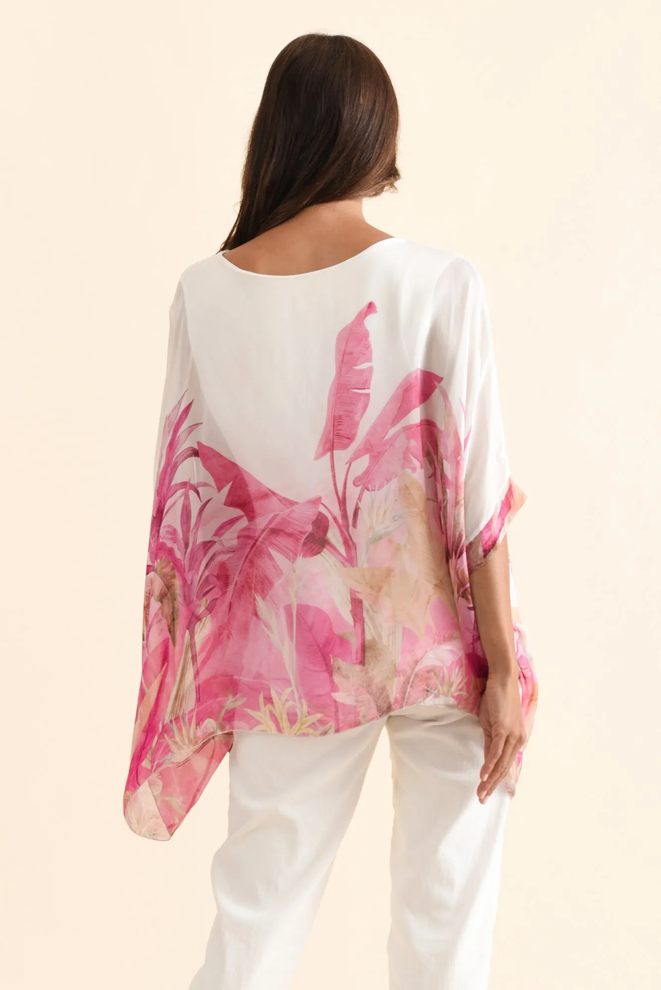 Shauna Pink Palm Silk Overlay Top sold by Blue Bungalow product image thumbnail 4