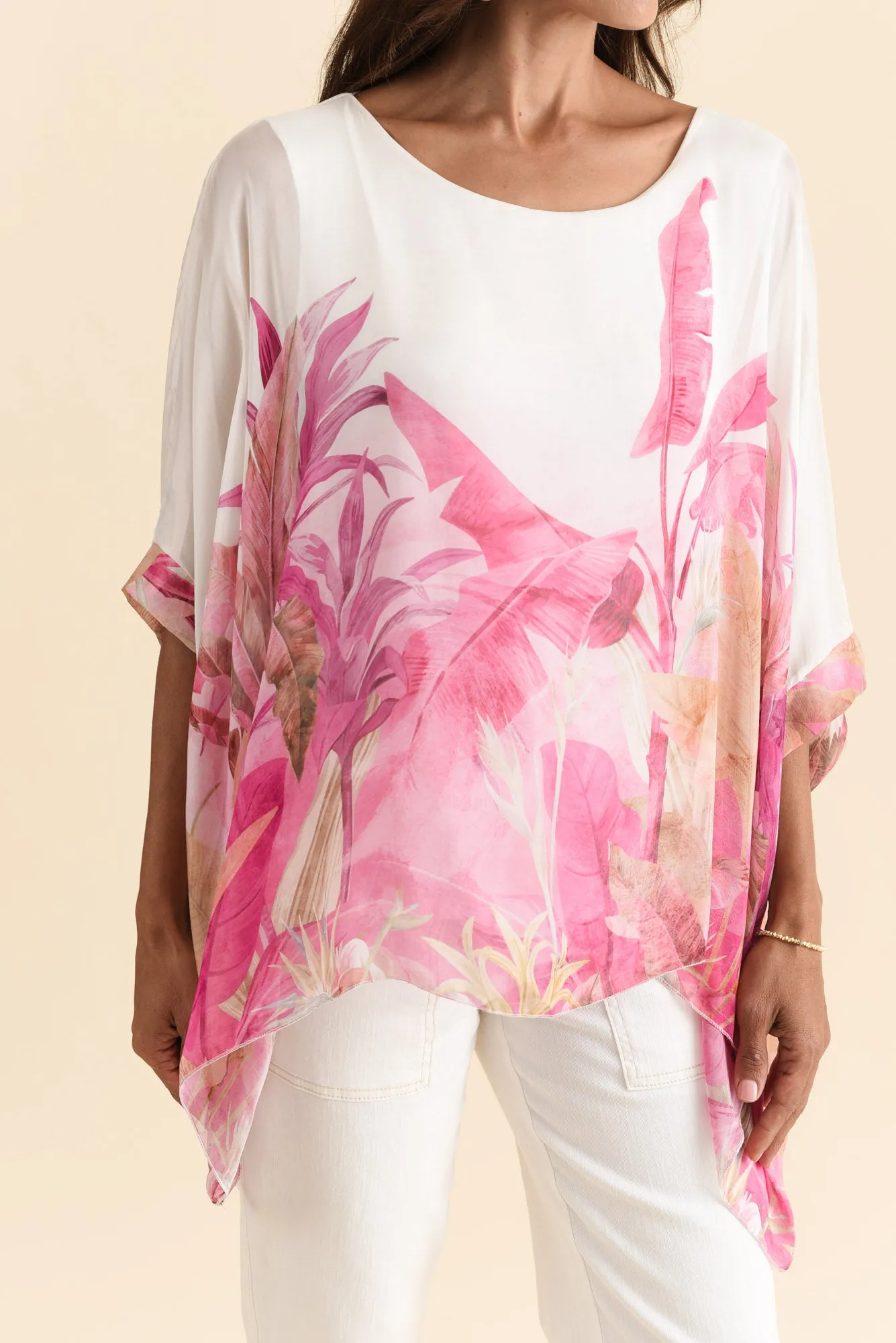 Shauna Pink Palm Silk Overlay Top sold by Blue Bungalow product image thumbnail 5