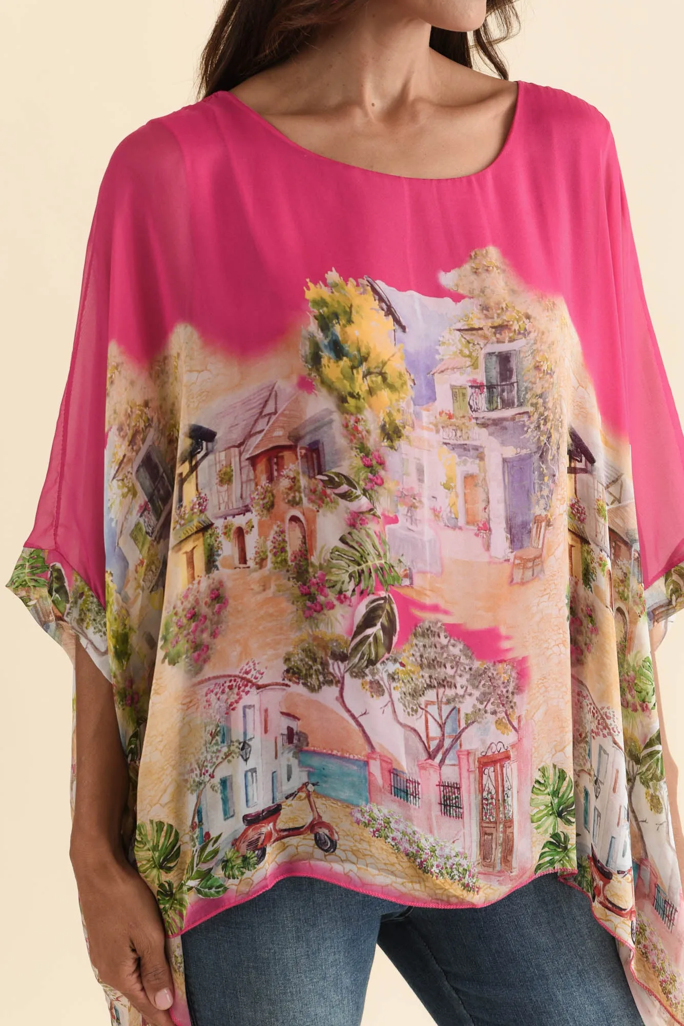Emira Hot Pink Vista Silk Overlay Top sold by Blue Bungalow product image thumbnail 5