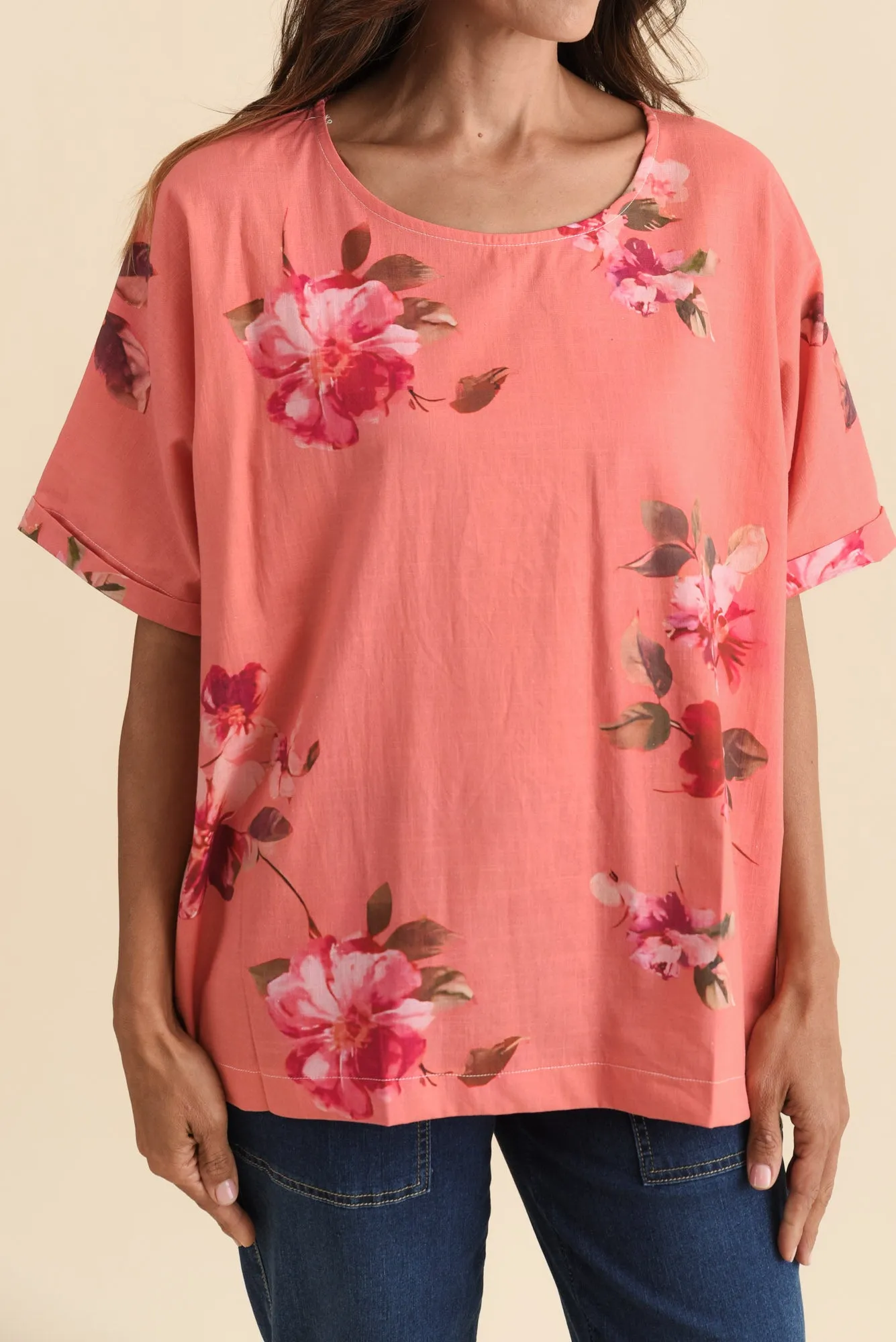 Aliya Orange Flower Cotton Top sold by Blue Bungalow product image thumbnail 5