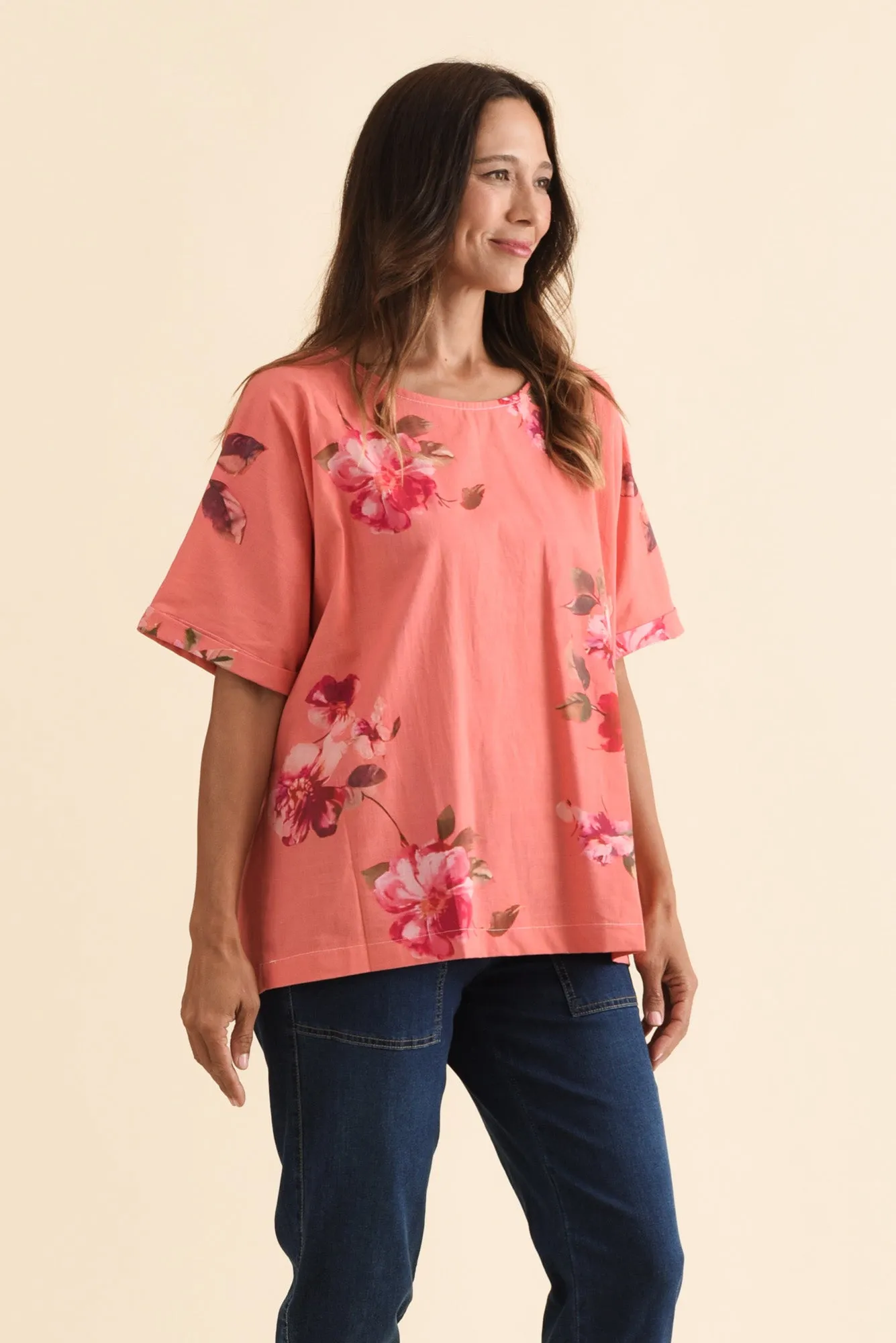 Aliya Orange Flower Cotton Top sold by Blue Bungalow product image thumbnail 3