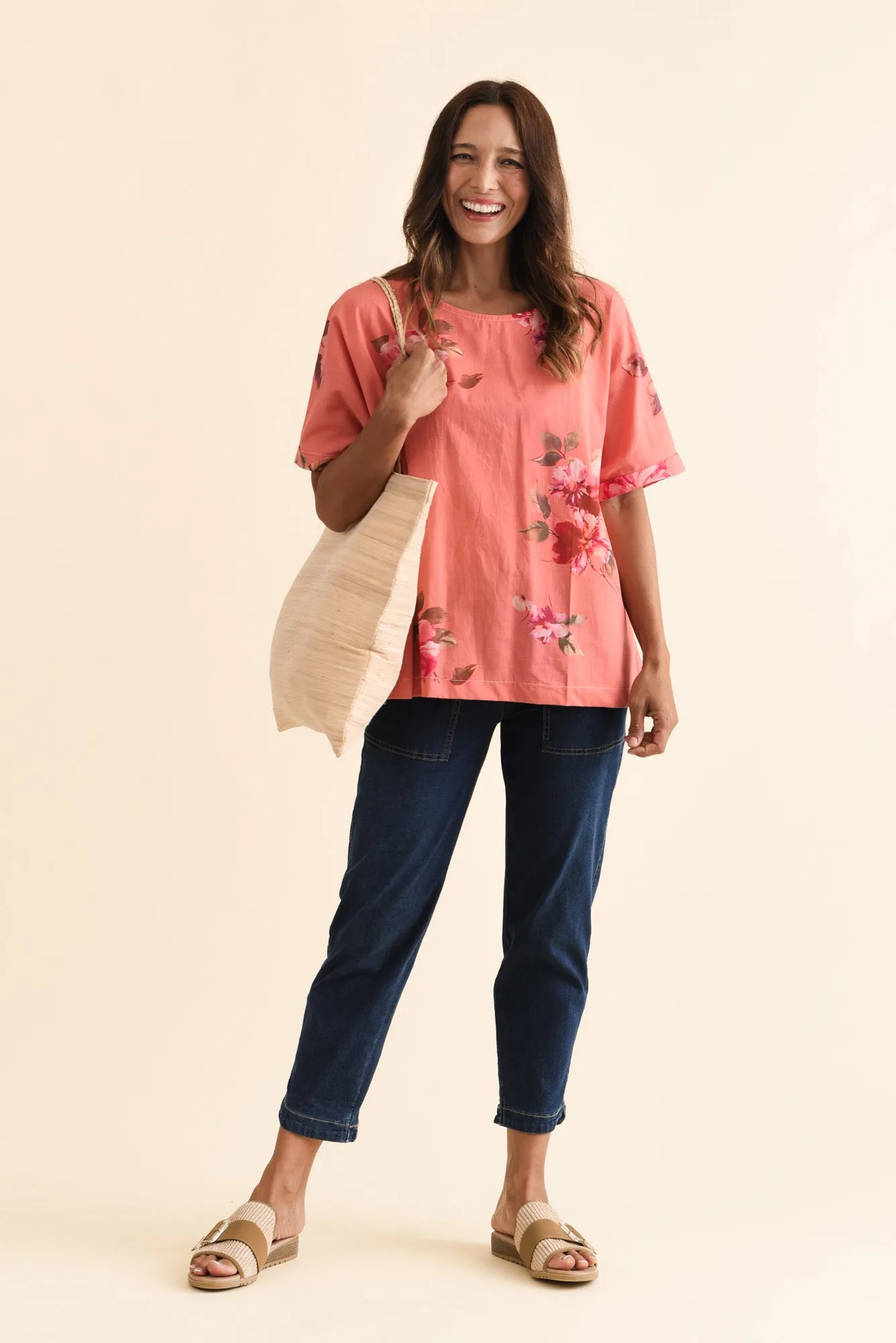 Aliya Orange Flower Cotton Top sold by Blue Bungalow product image thumbnail 2