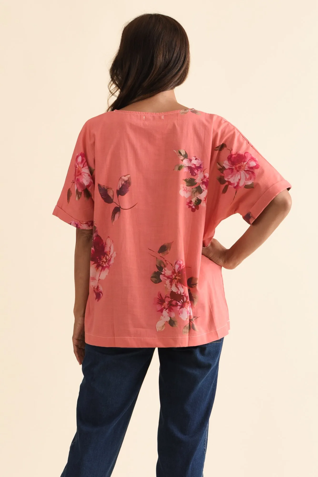 Aliya Orange Flower Cotton Top sold by Blue Bungalow product image thumbnail 4
