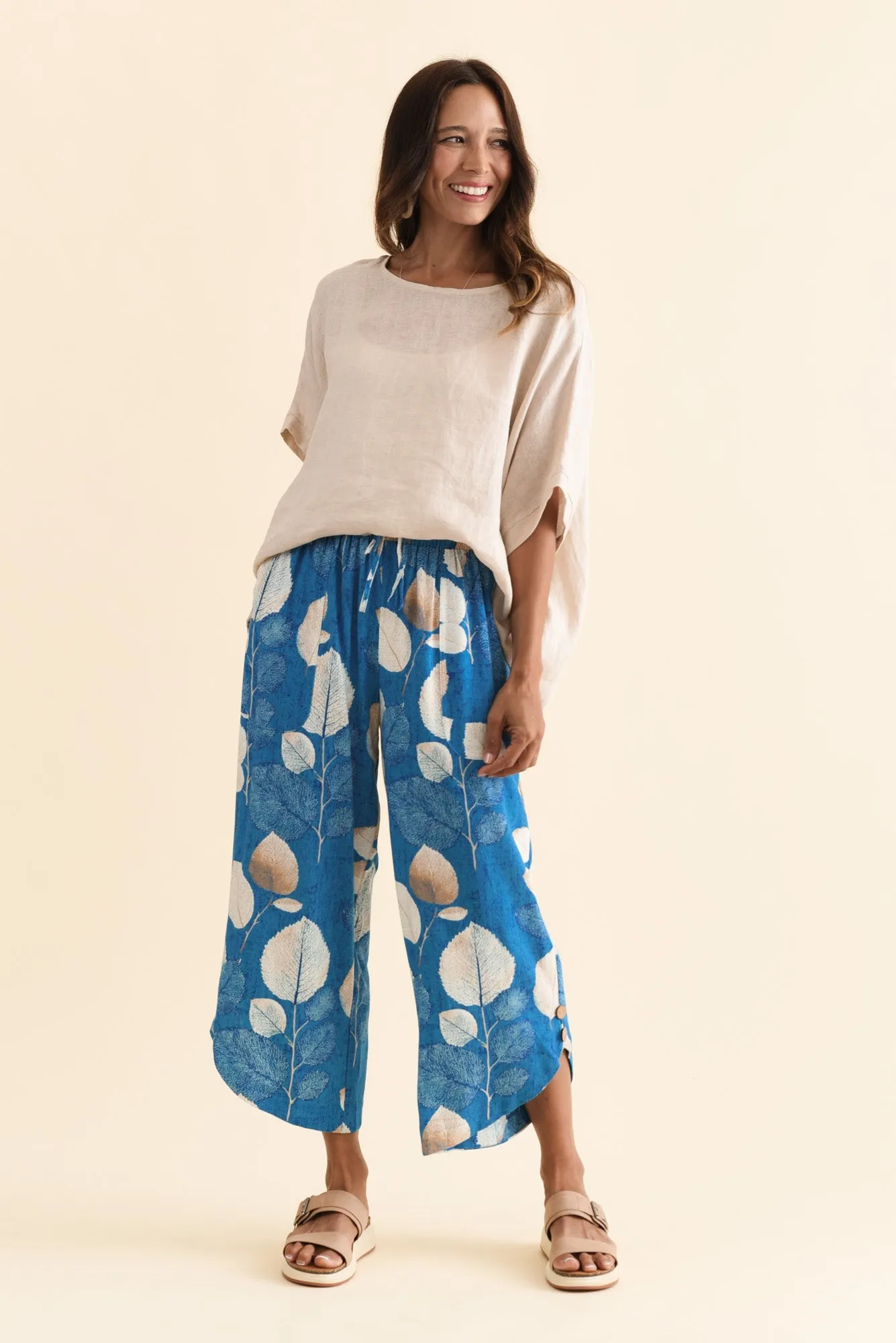 Scotty Blue Leaf Linen Cotton Pants sold by Blue Bungalow product image thumbnail 2