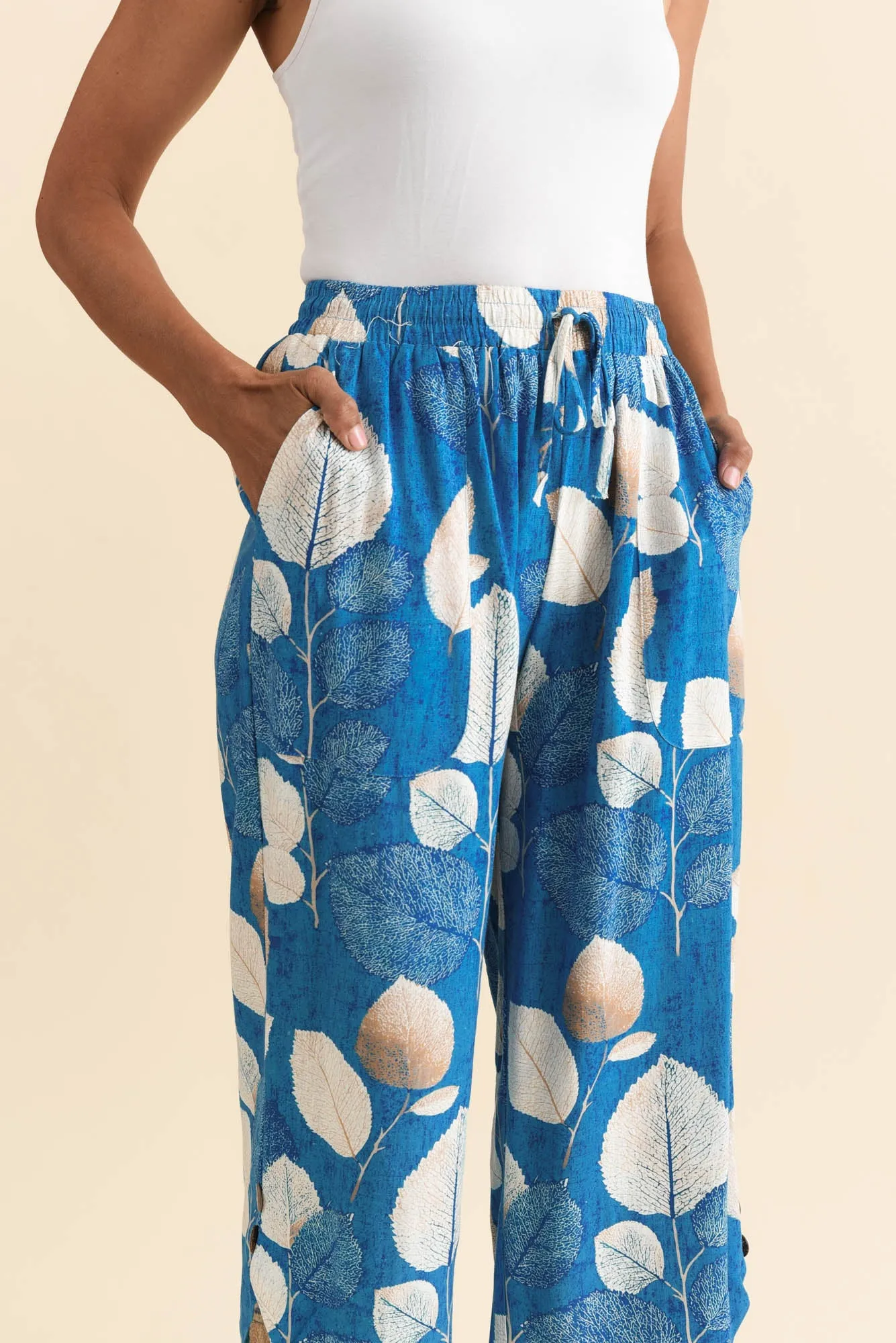 Scotty Blue Leaf Linen Cotton Pants sold by Blue Bungalow product image thumbnail 5