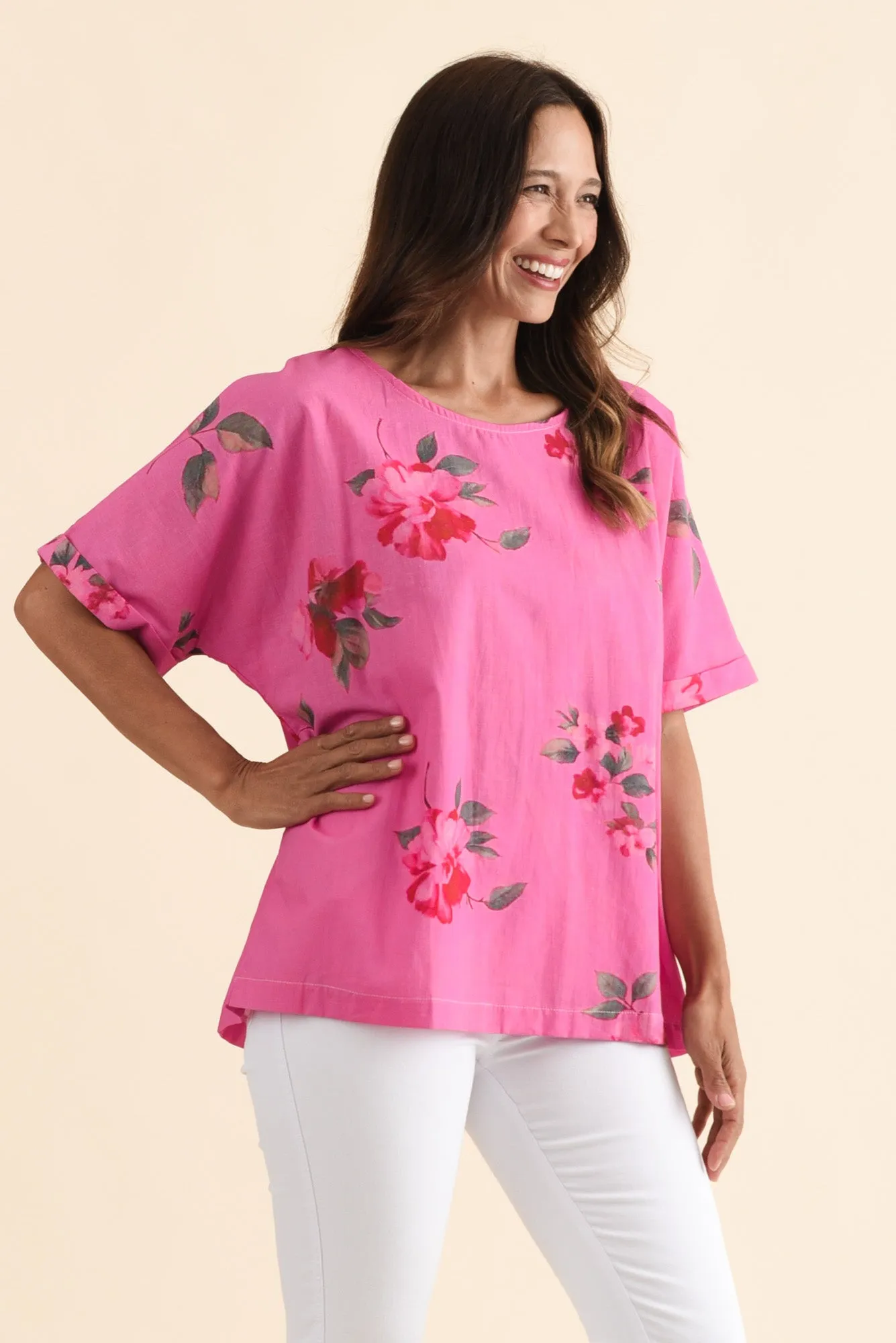 Aliya Pink Flower Cotton Top sold by Blue Bungalow product image thumbnail 3