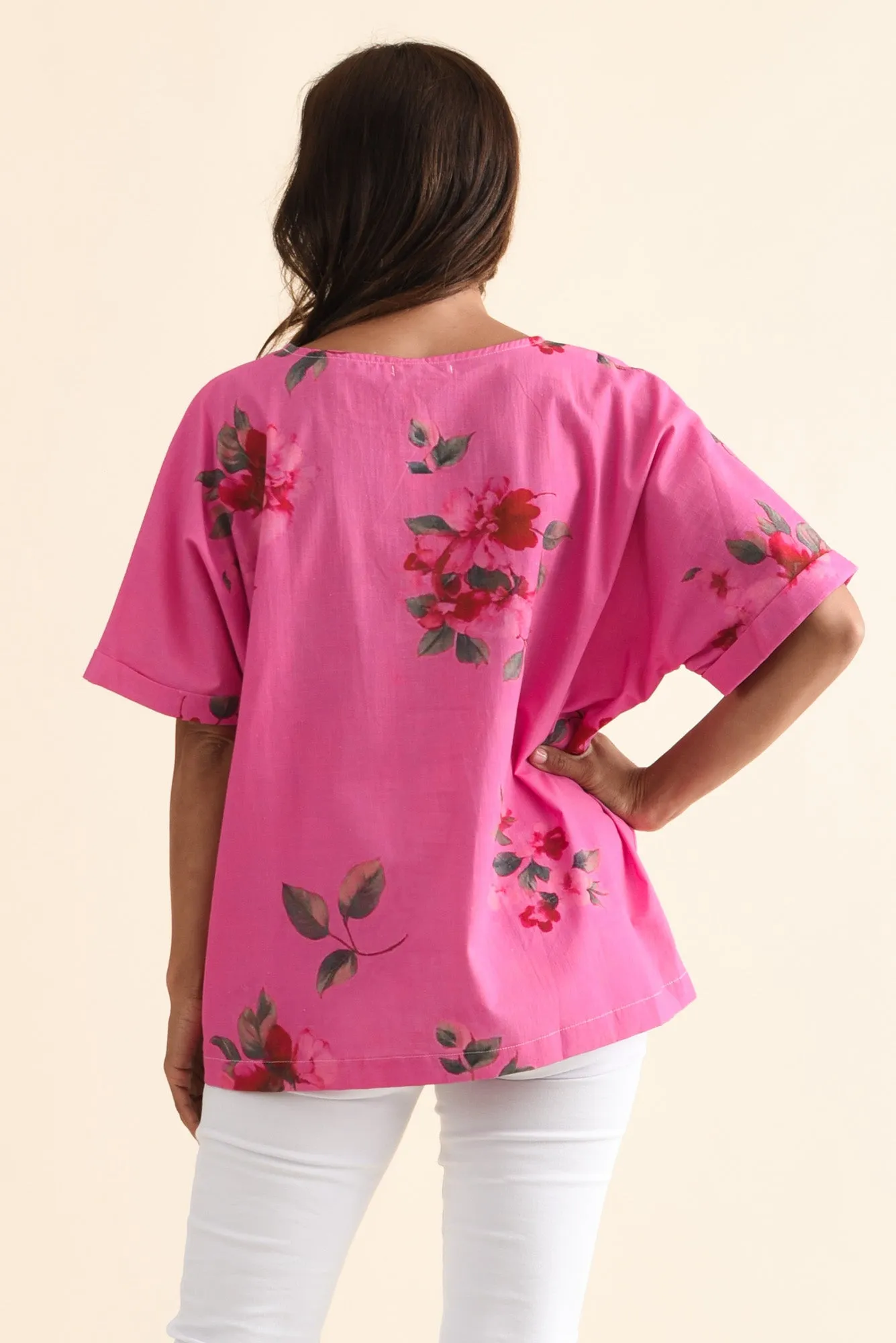 Aliya Pink Flower Cotton Top sold by Blue Bungalow product image thumbnail 4