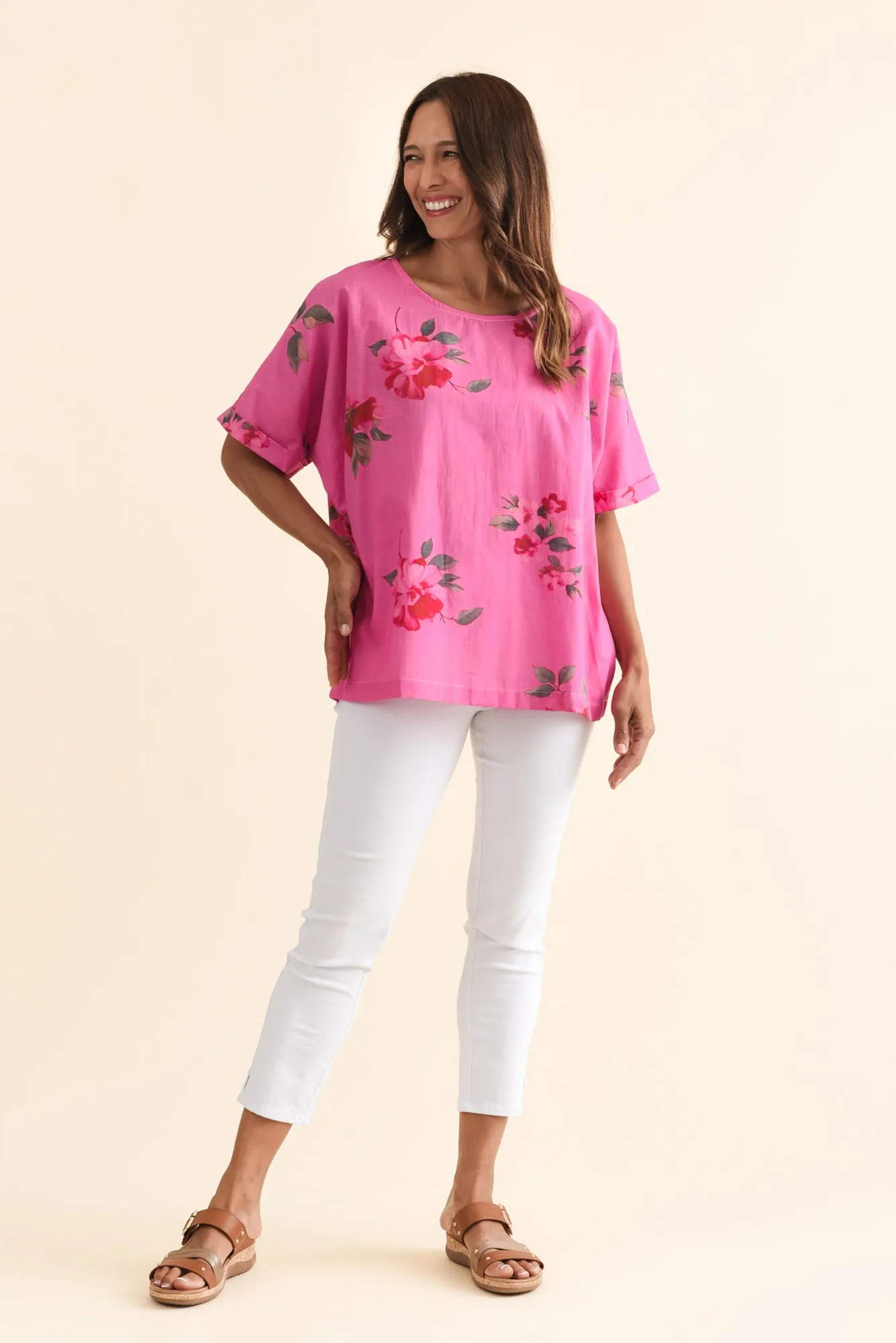 Aliya Pink Flower Cotton Top sold by Blue Bungalow product image thumbnail 2