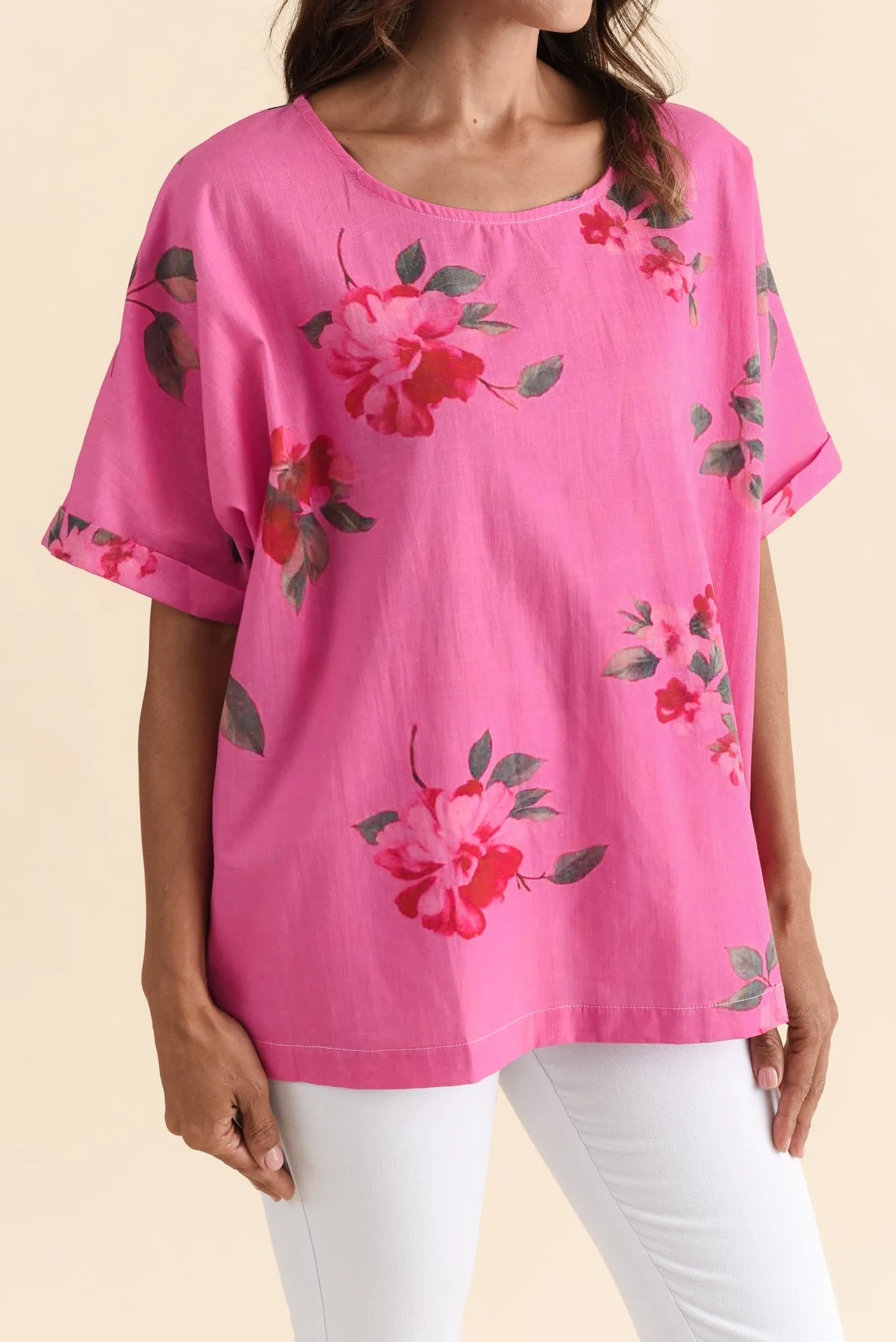 Aliya Pink Flower Cotton Top sold by Blue Bungalow product image thumbnail 5