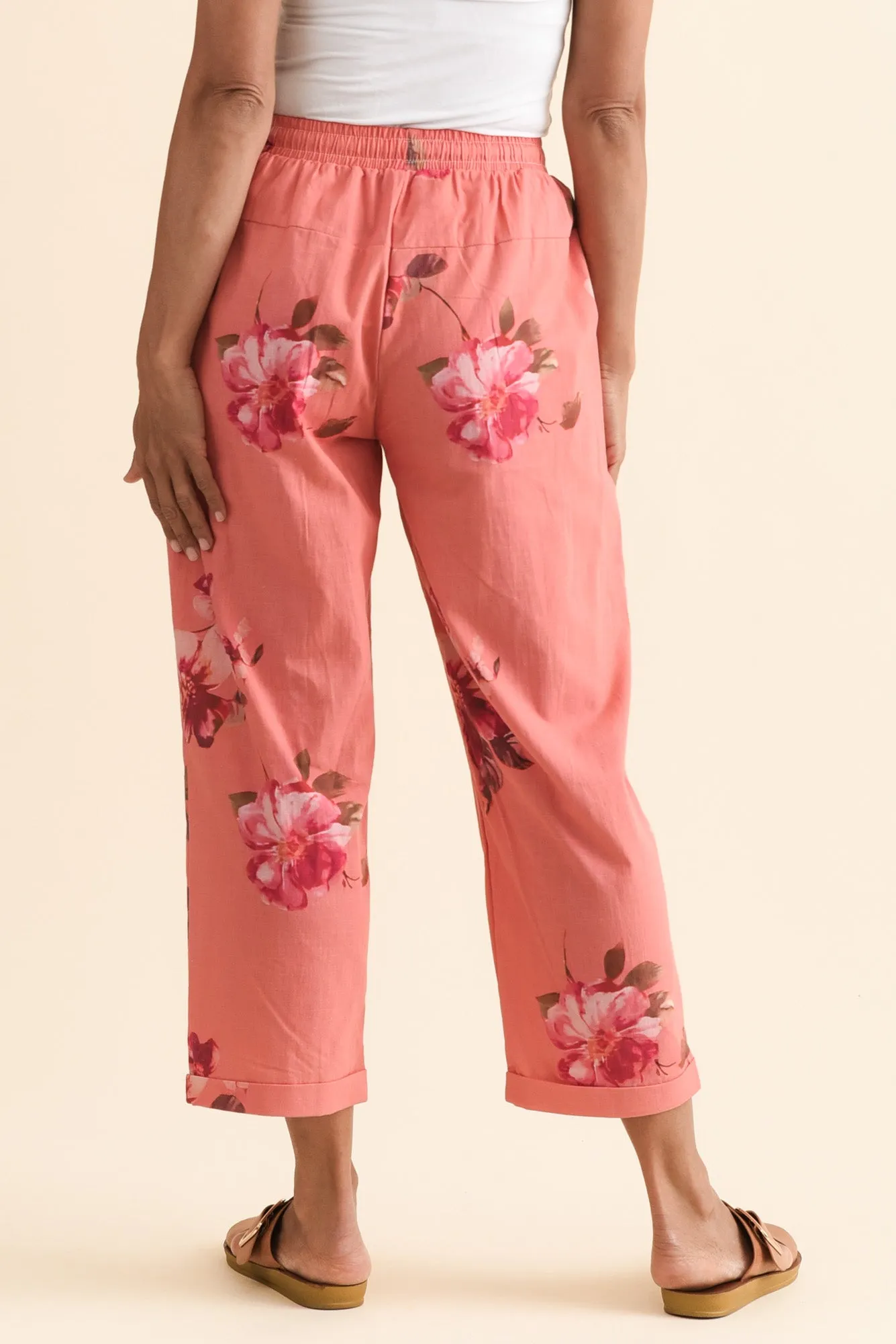 Zina Orange Flower Cotton Pants sold by Blue Bungalow product image thumbnail 4