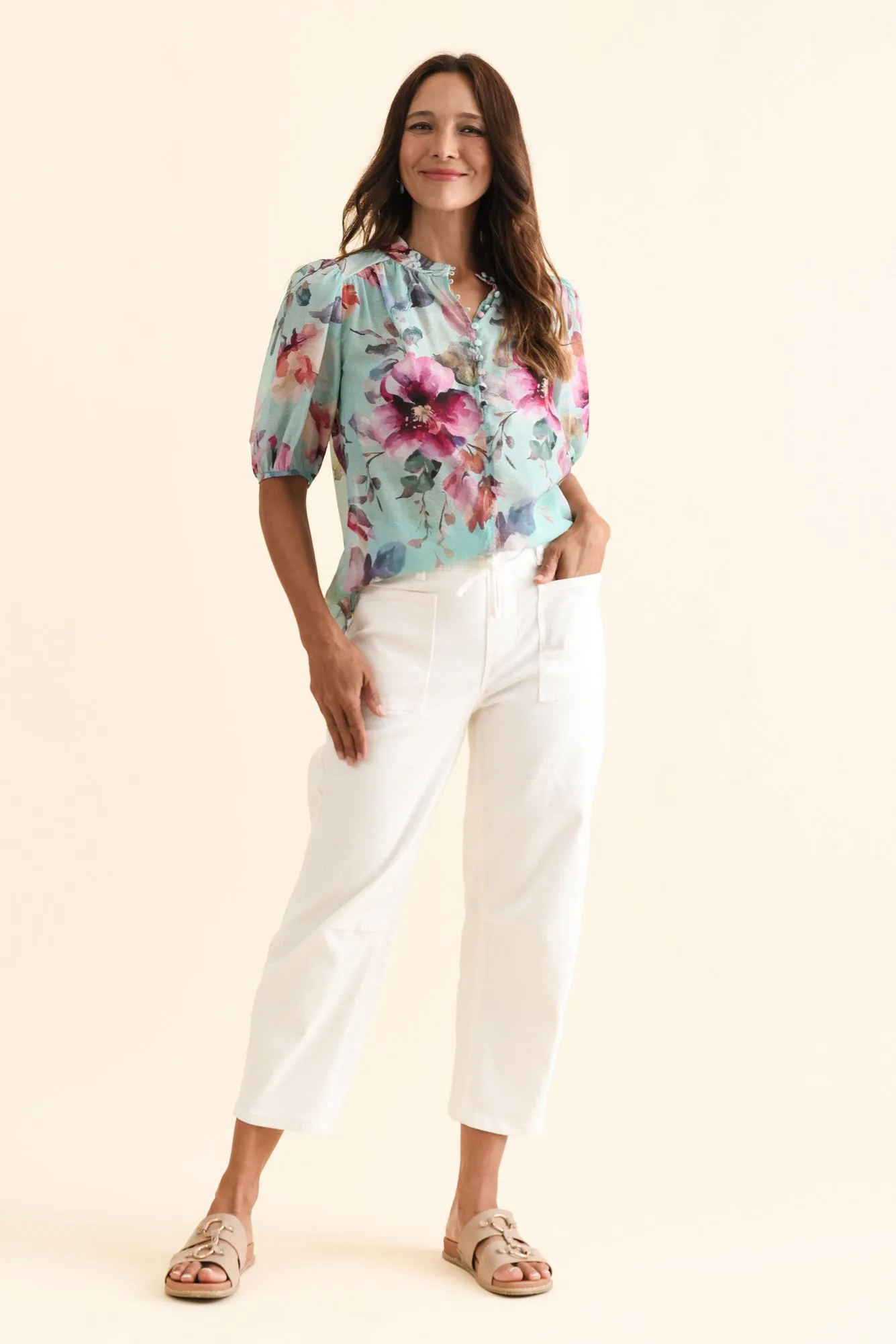 Alexandra Blue Floral Button Top sold by Blue Bungalow product image thumbnail 2