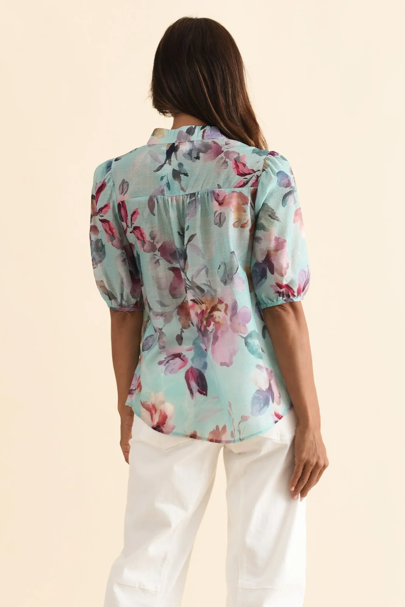 Alexandra Blue Floral Button Top sold by Blue Bungalow product image thumbnail 4
