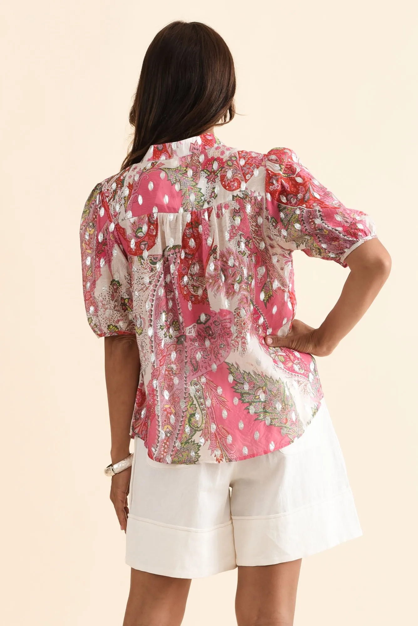Alexandra Pink Paisley Button Top sold by Blue Bungalow product image thumbnail 4