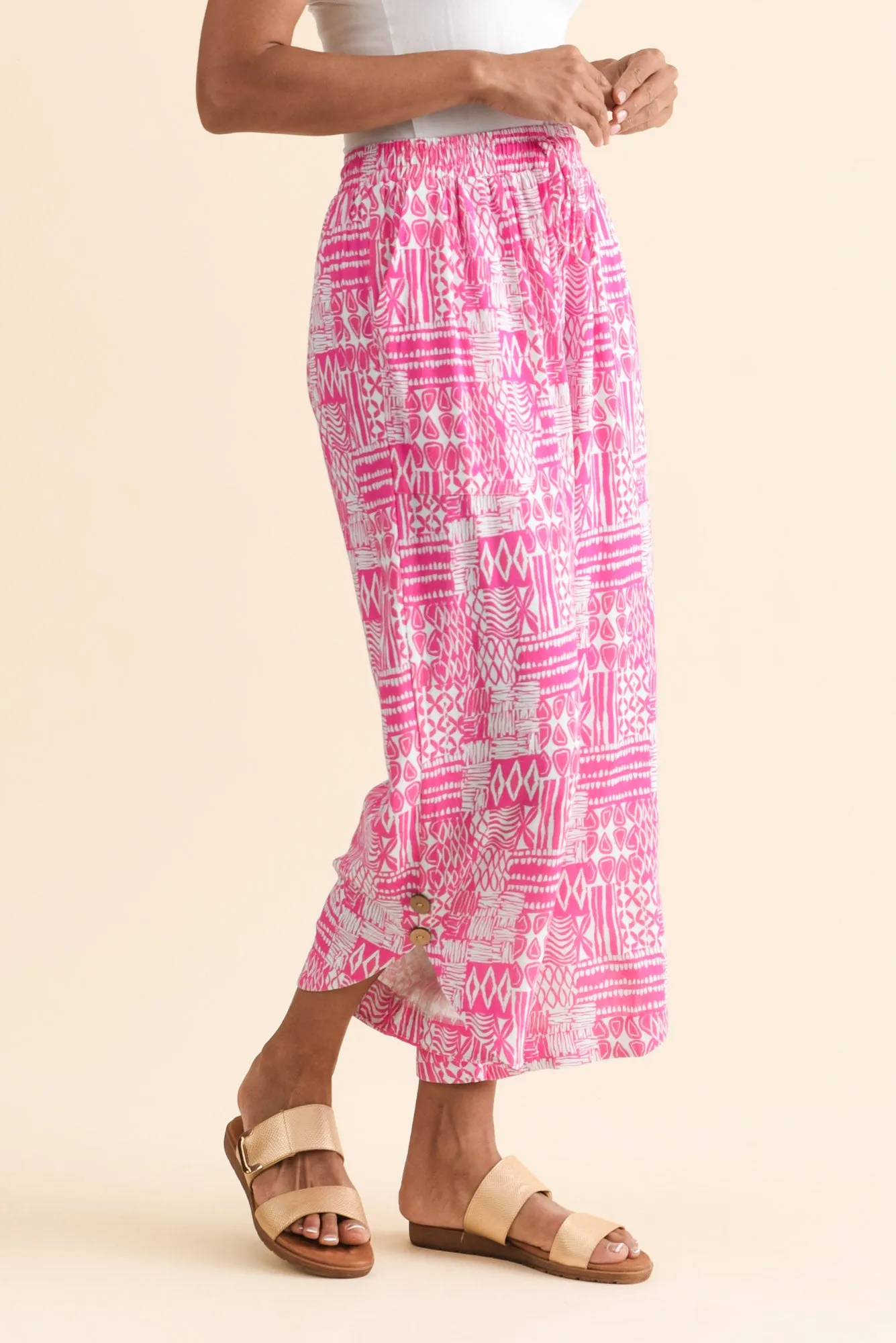 Scotty Pink Mosaic Linen Cotton Pants sold by Blue Bungalow product image thumbnail 3