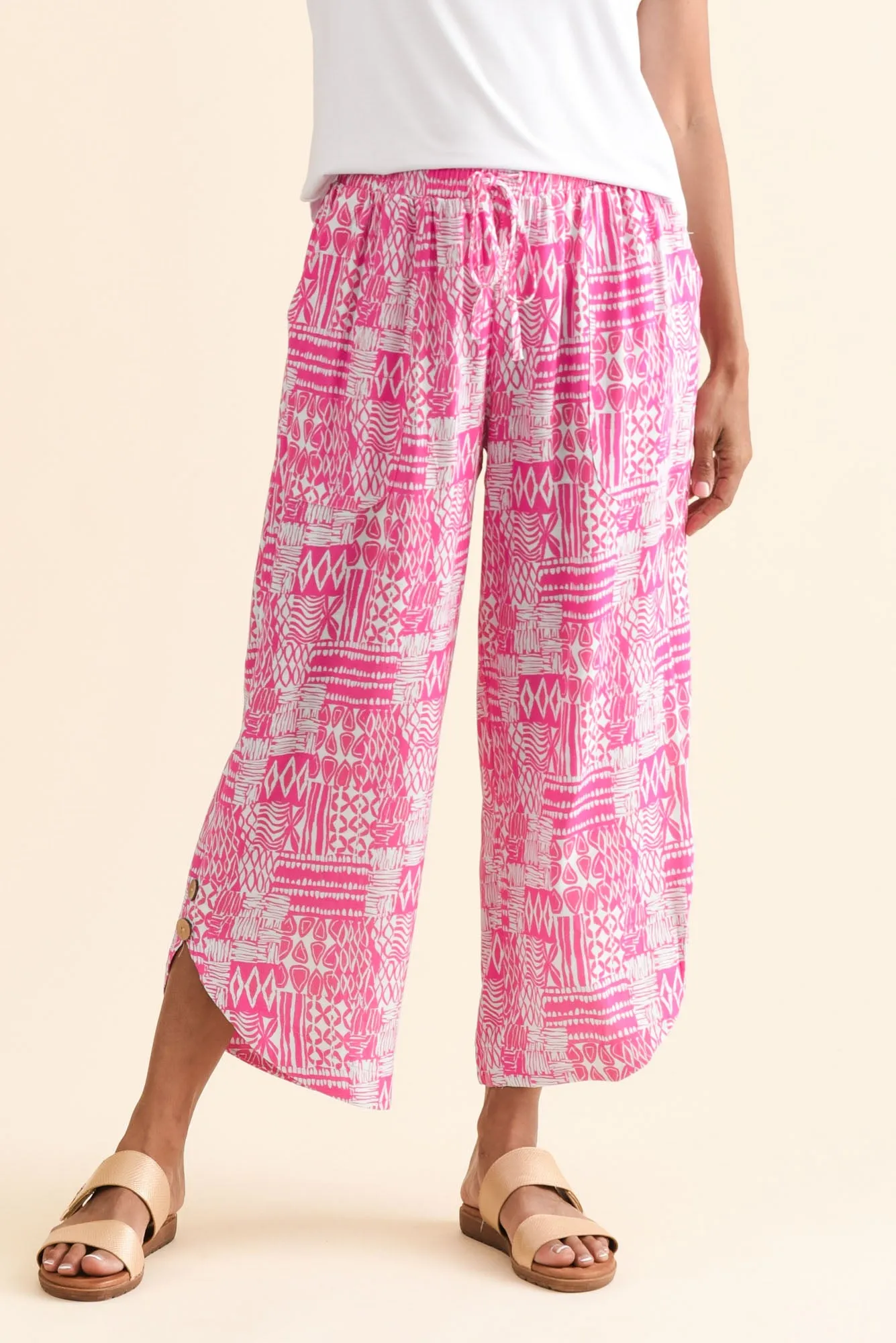 Scotty Pink Mosaic Linen Cotton Pants sold by Blue Bungalow