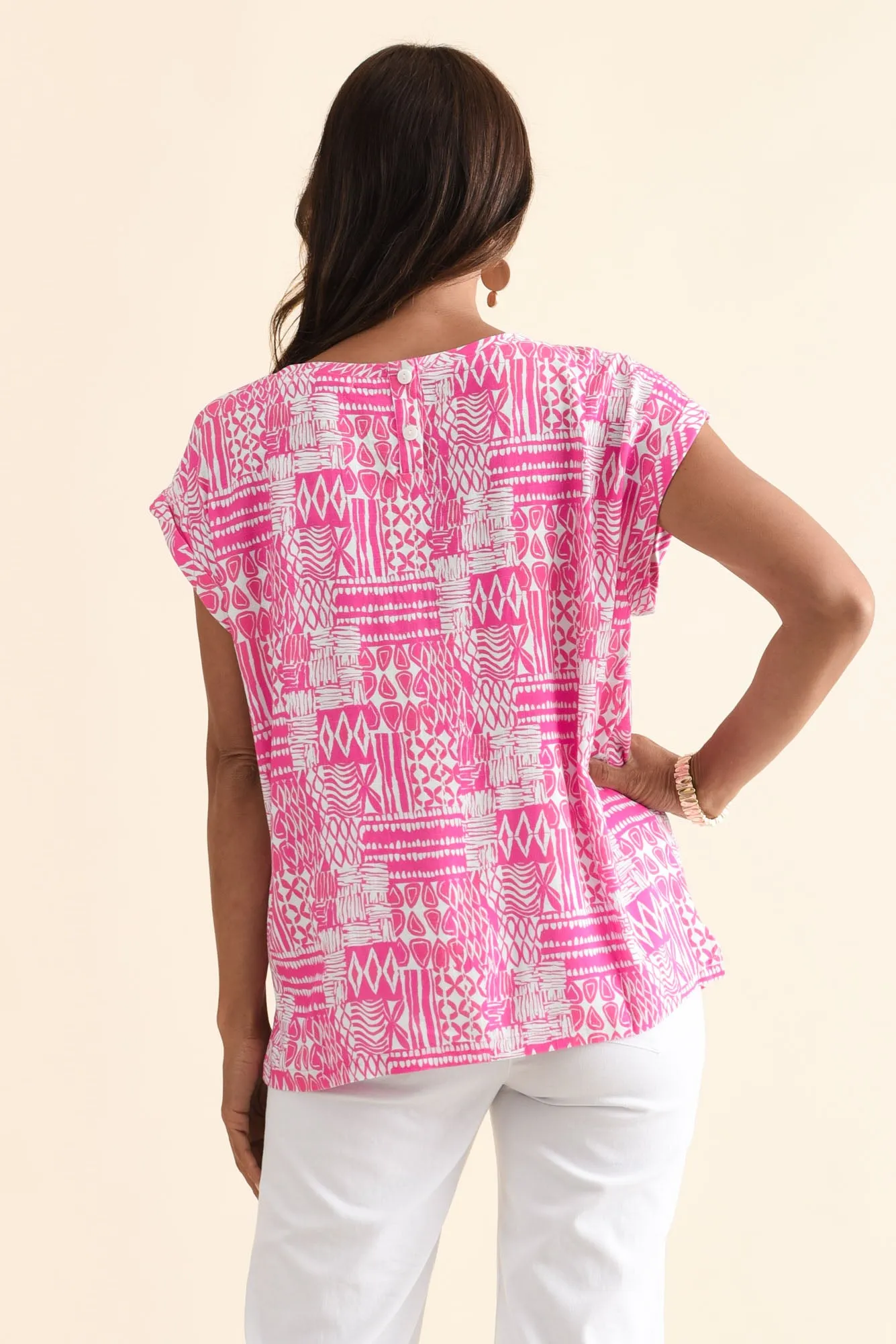 Alta Pink Mosaic Linen Cotton Top sold by Blue Bungalow product image thumbnail 4