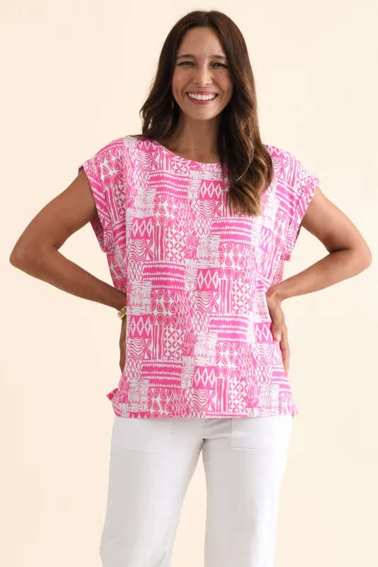 Alta Pink Mosaic Linen Cotton Top sold by Blue Bungalow
