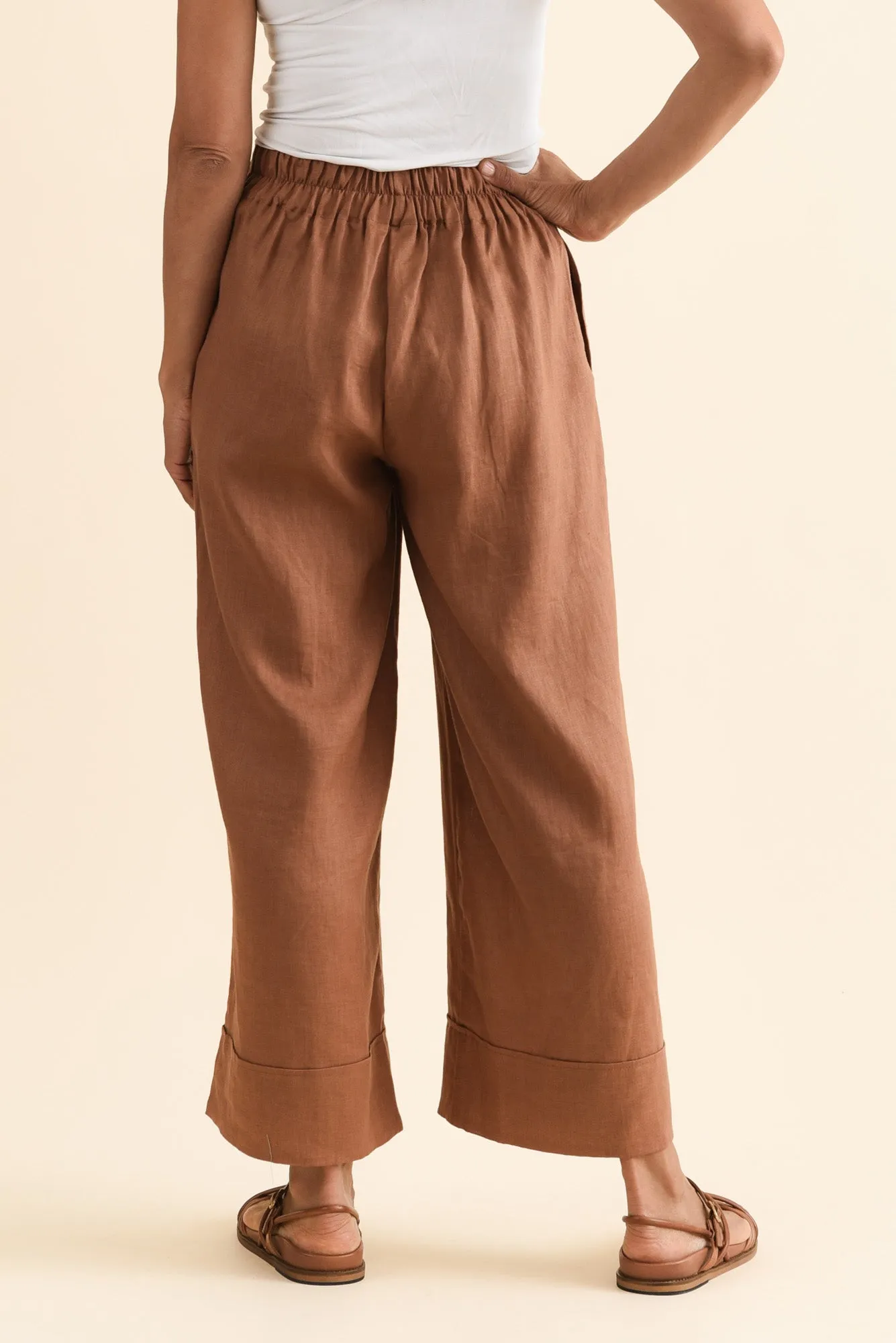 Elgon Mocha Linen Wide Leg Pants sold by Blue Bungalow product image thumbnail 4