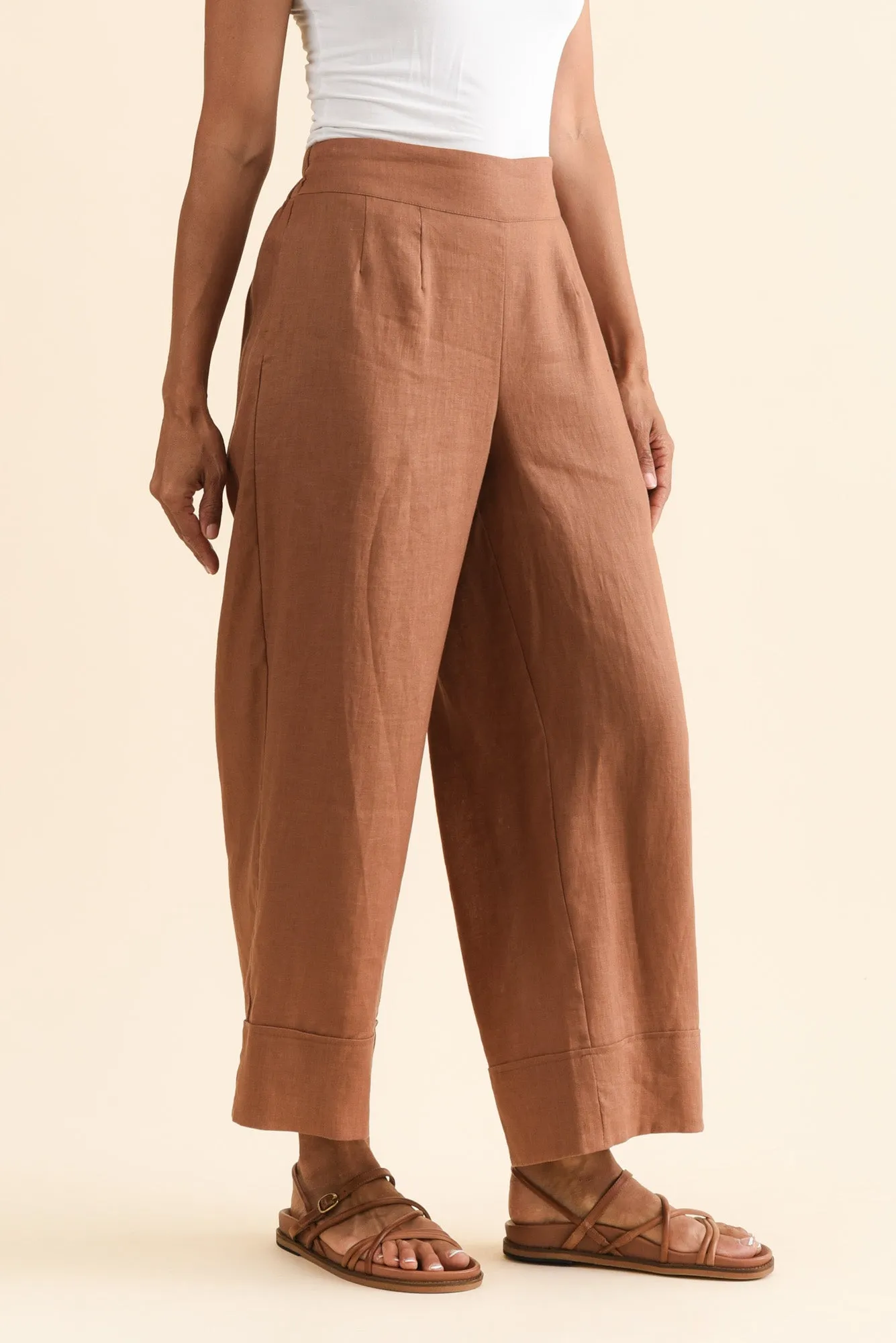 Elgon Mocha Linen Wide Leg Pants sold by Blue Bungalow product image thumbnail 3